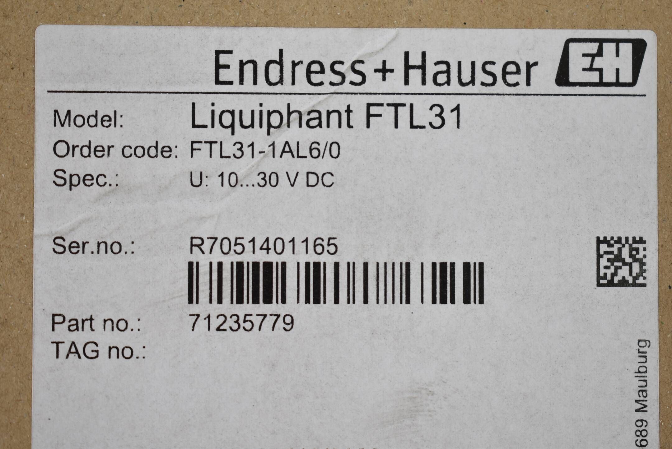 Endress+Hauser Liquiphant FLT 31 10-30 V DC FTL31-1AL6/0
