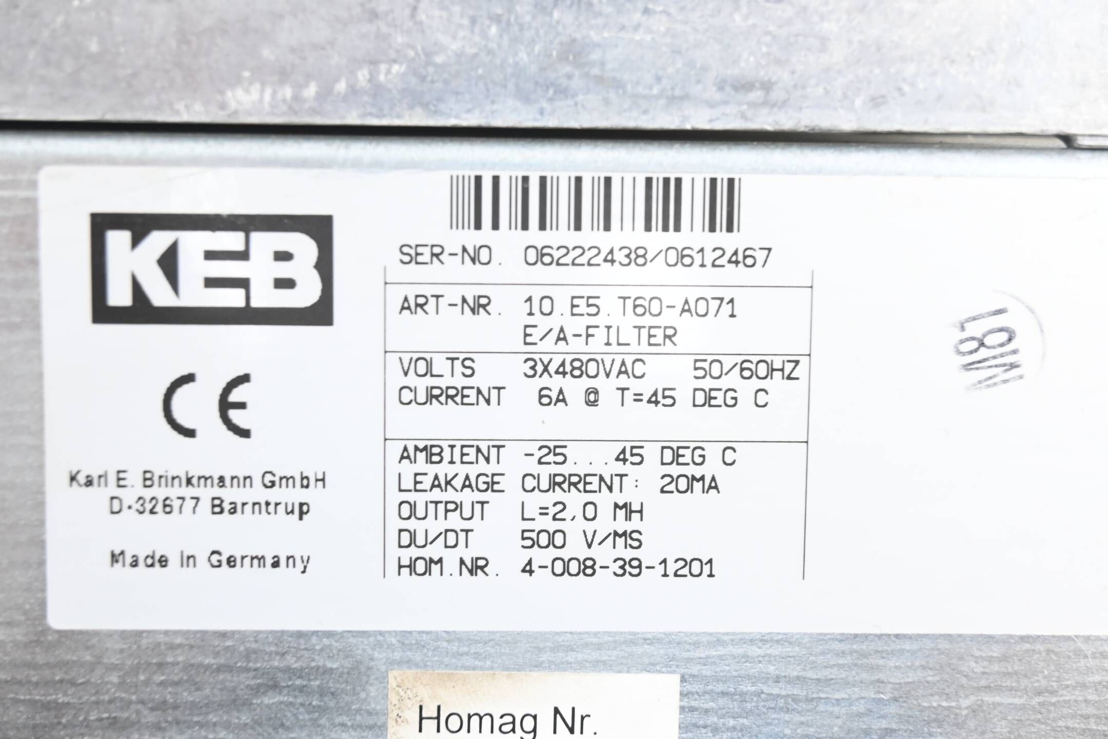 KEB Combivert F5 Frequenzumrichter 07.F5.CBB-YA00 inkl. 10.E5.T60-A071
