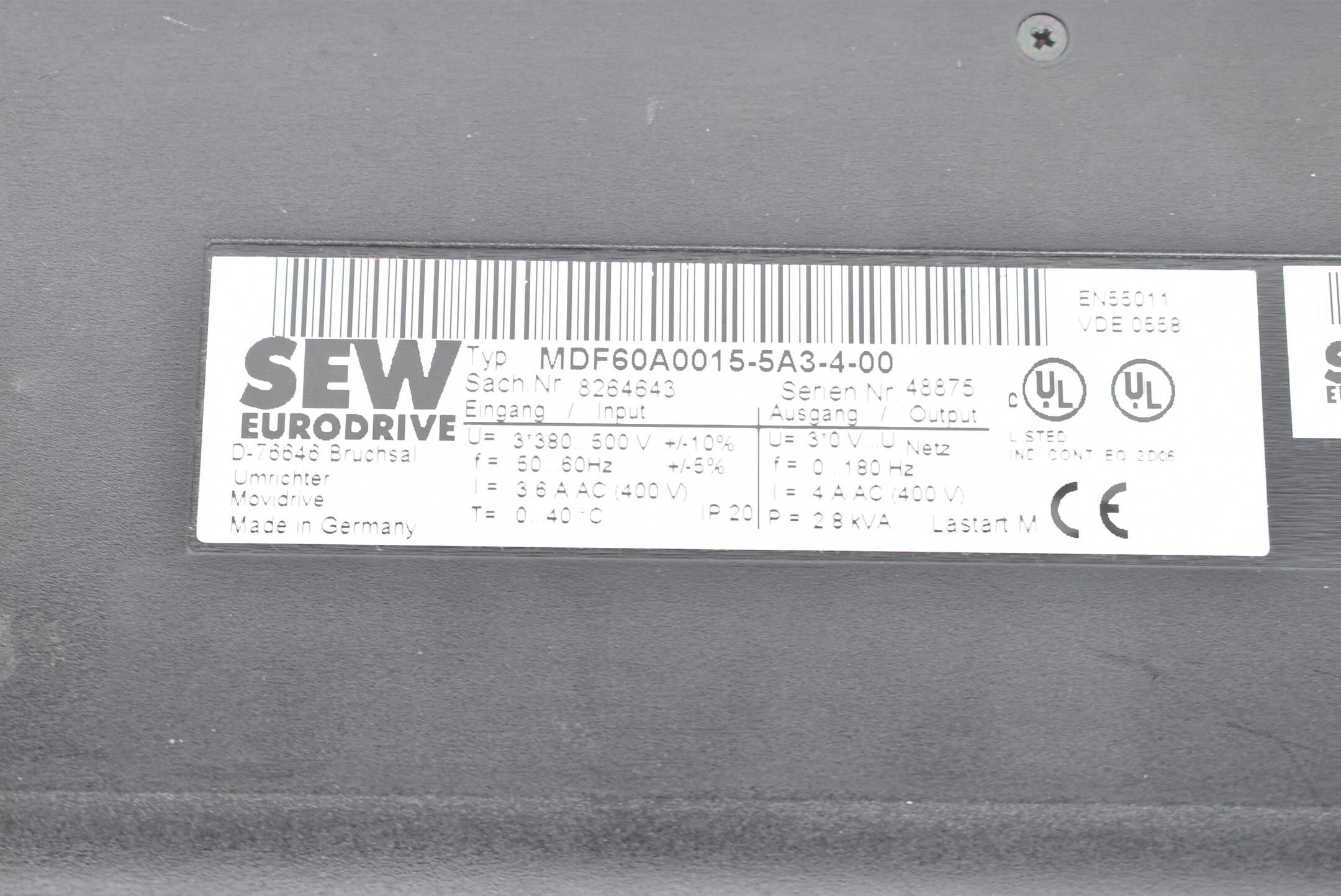 DEFEKT SEW MDF60A0015-5A3-4-00 3x380-500V 50/60Hz ( 8264643 )