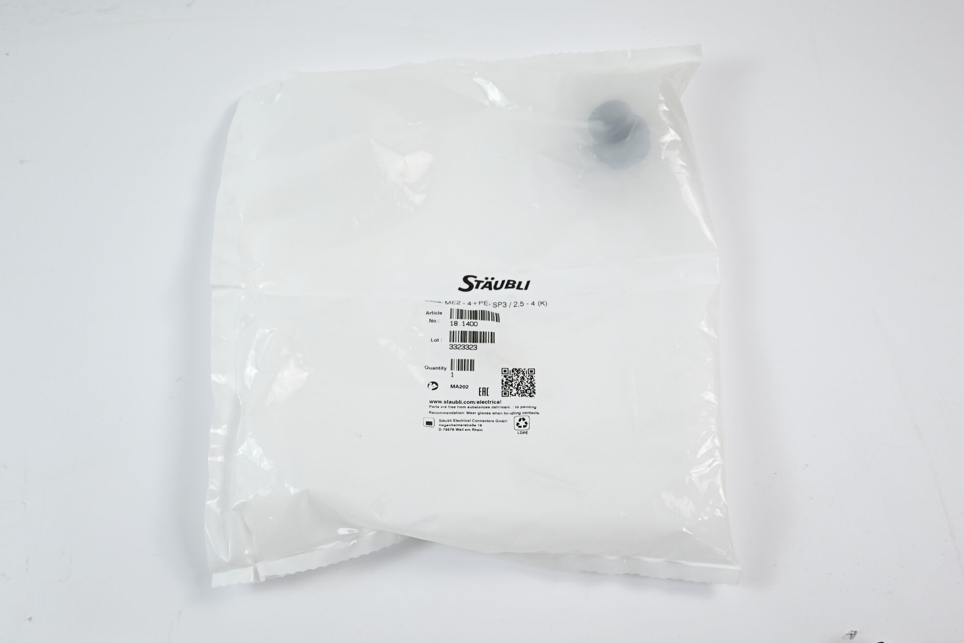 Stäubli Steckverbinder f. Multikupplungen 18.1400 ME2-4 PE-SP3/2,5-4 (K)