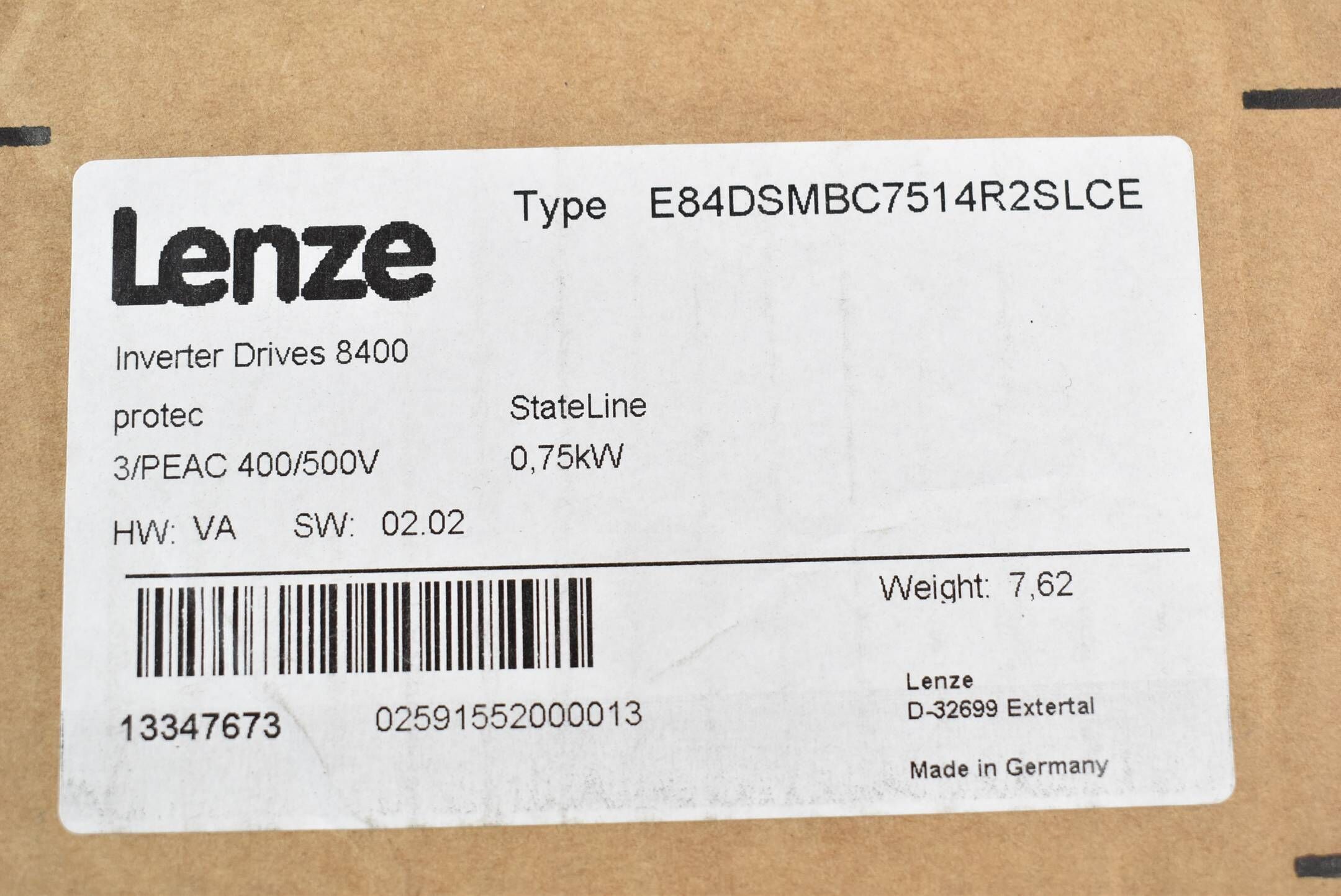 Lenze Inverter Drives 8400 protec E84DSMBC7514R2SLCE