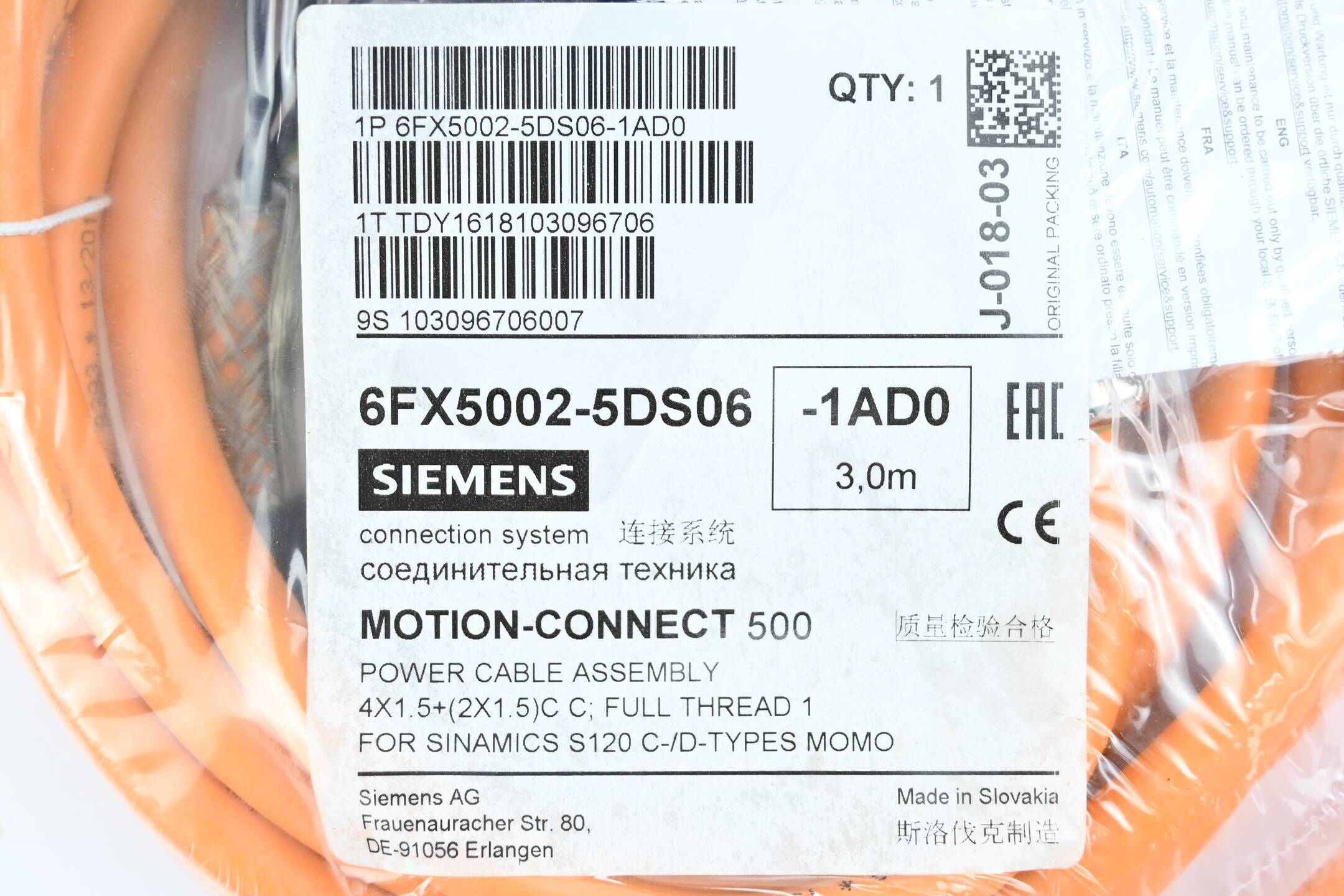 Siemens Motion-Connect 500 6FX5002-5DS06-1AD0 ( 6FX5 002-5DS06-1AD0 ) 3,0m