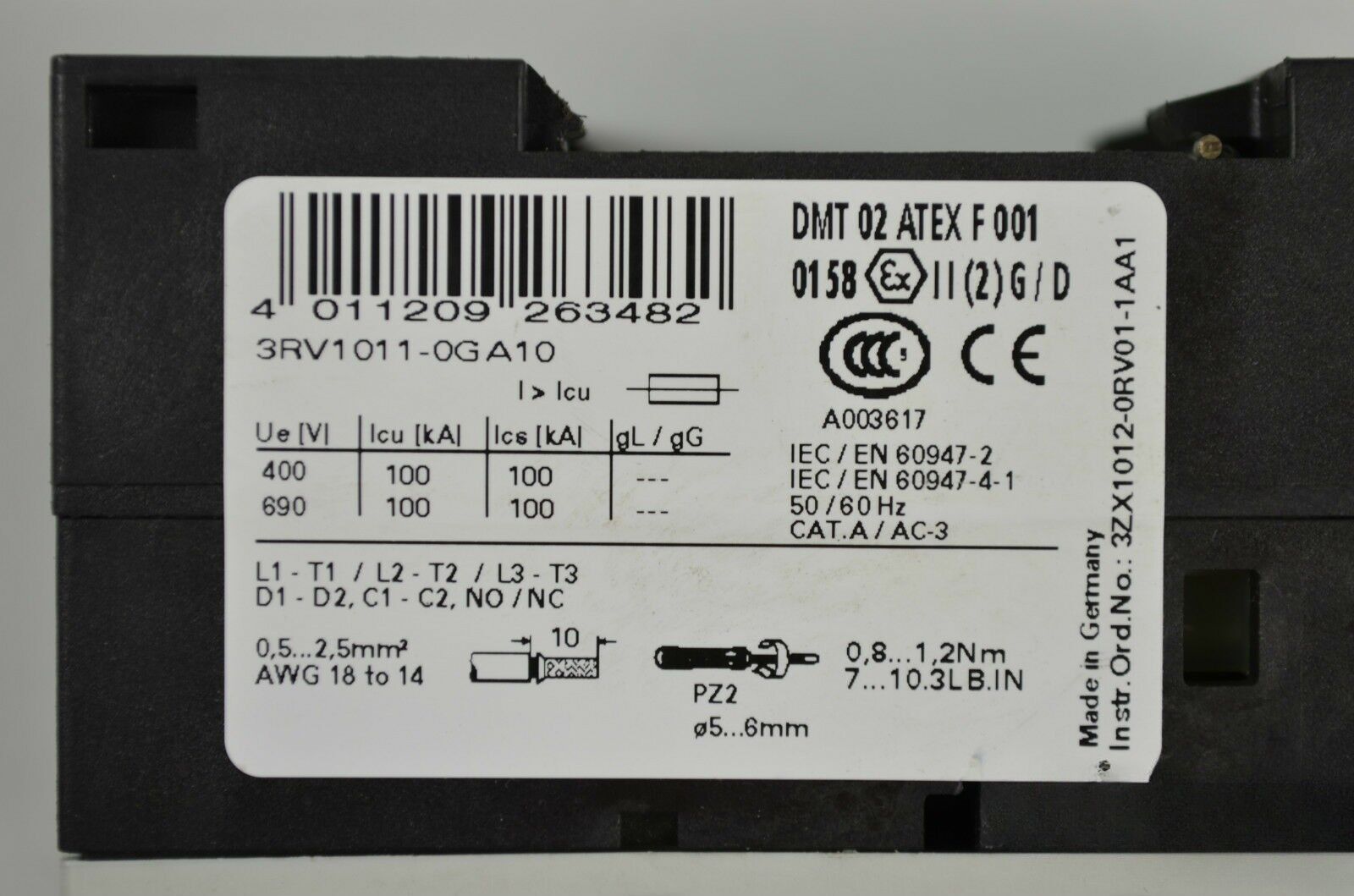 Siemens sirus Leistungsschalter 3RV1011-0GA10