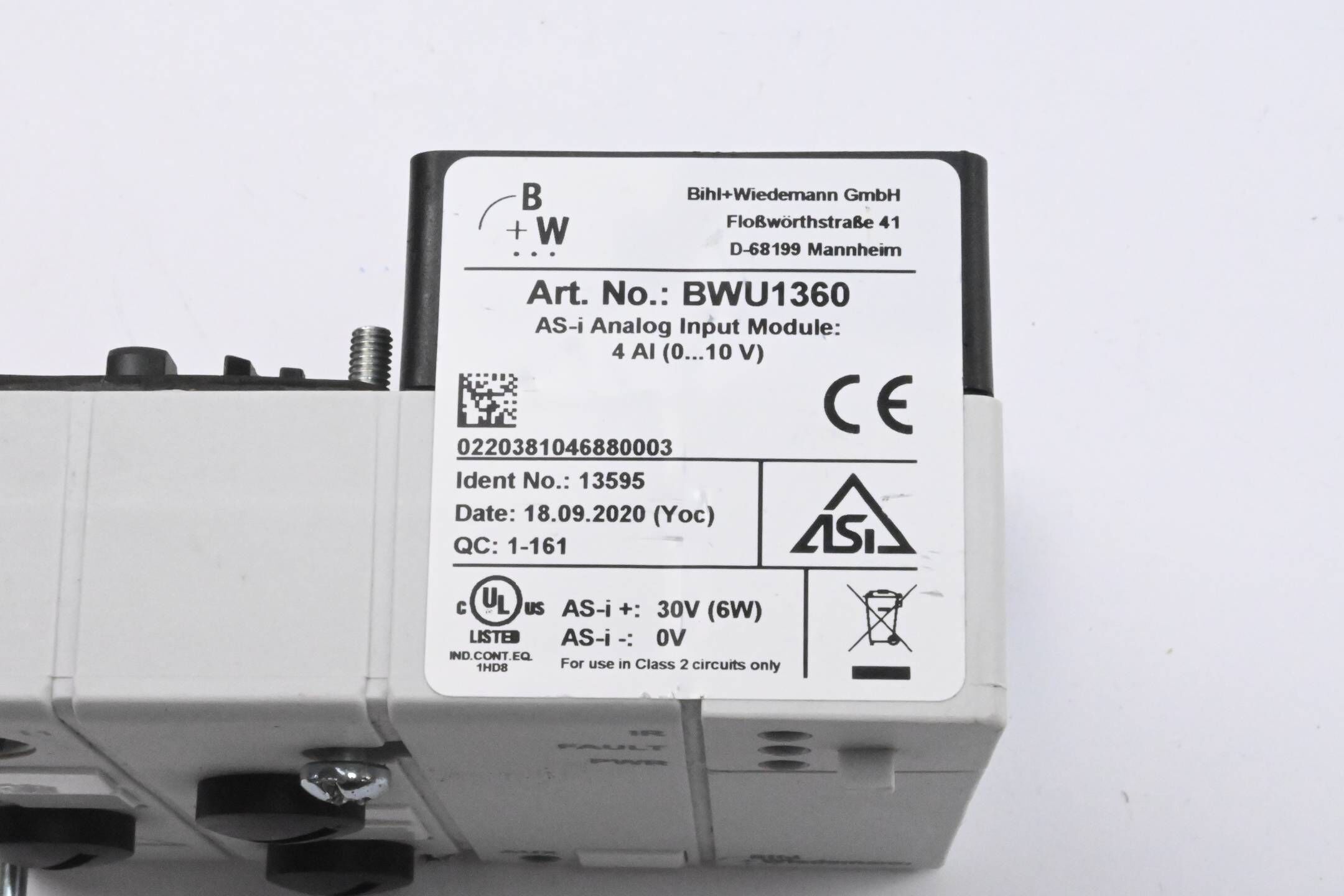 Bihl + Wiedemann AS-i Analog Eingabemodul BWU1360