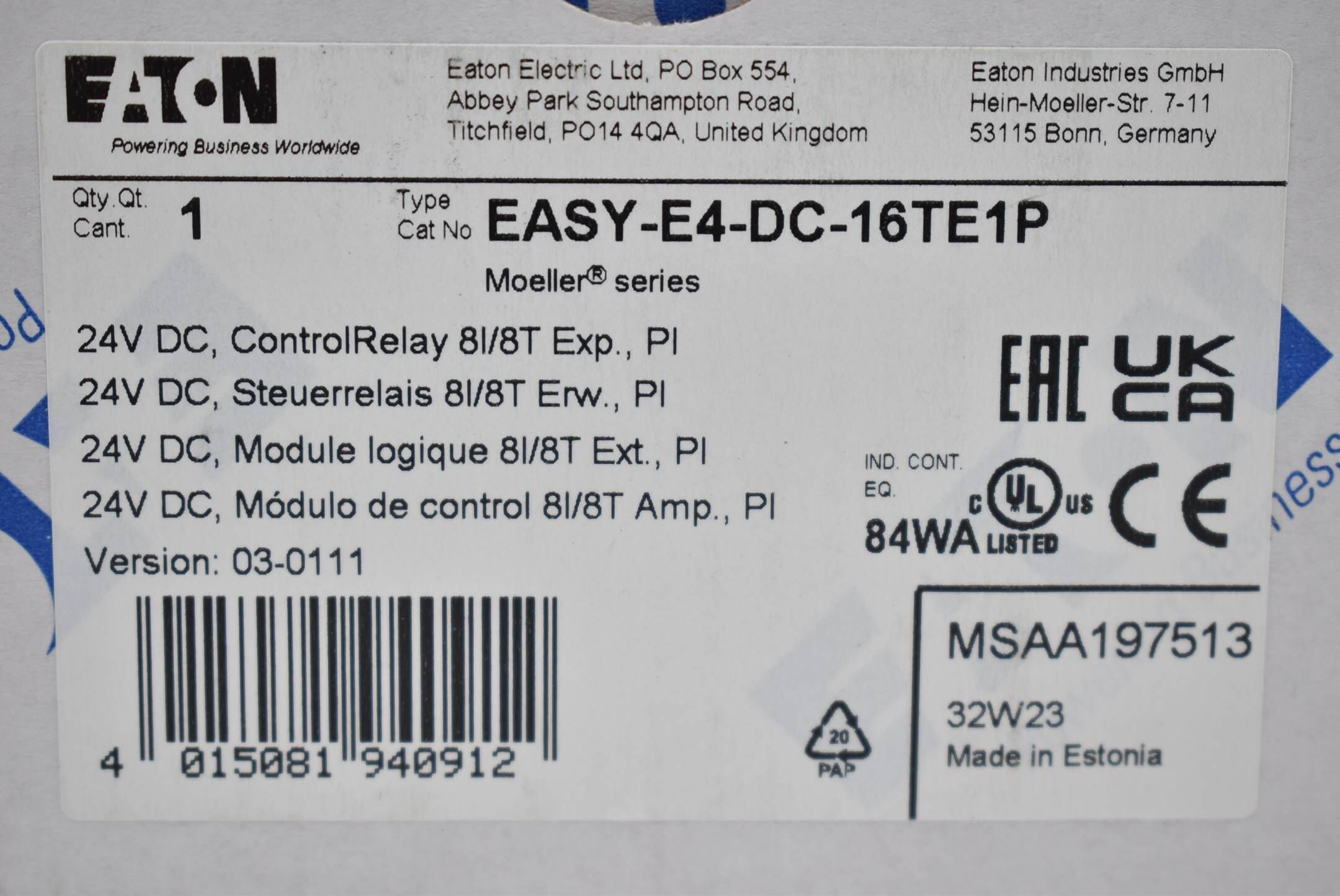 Eaton Steuerrealais easy-E4-DC-16TE1P ( MSAA197513 )