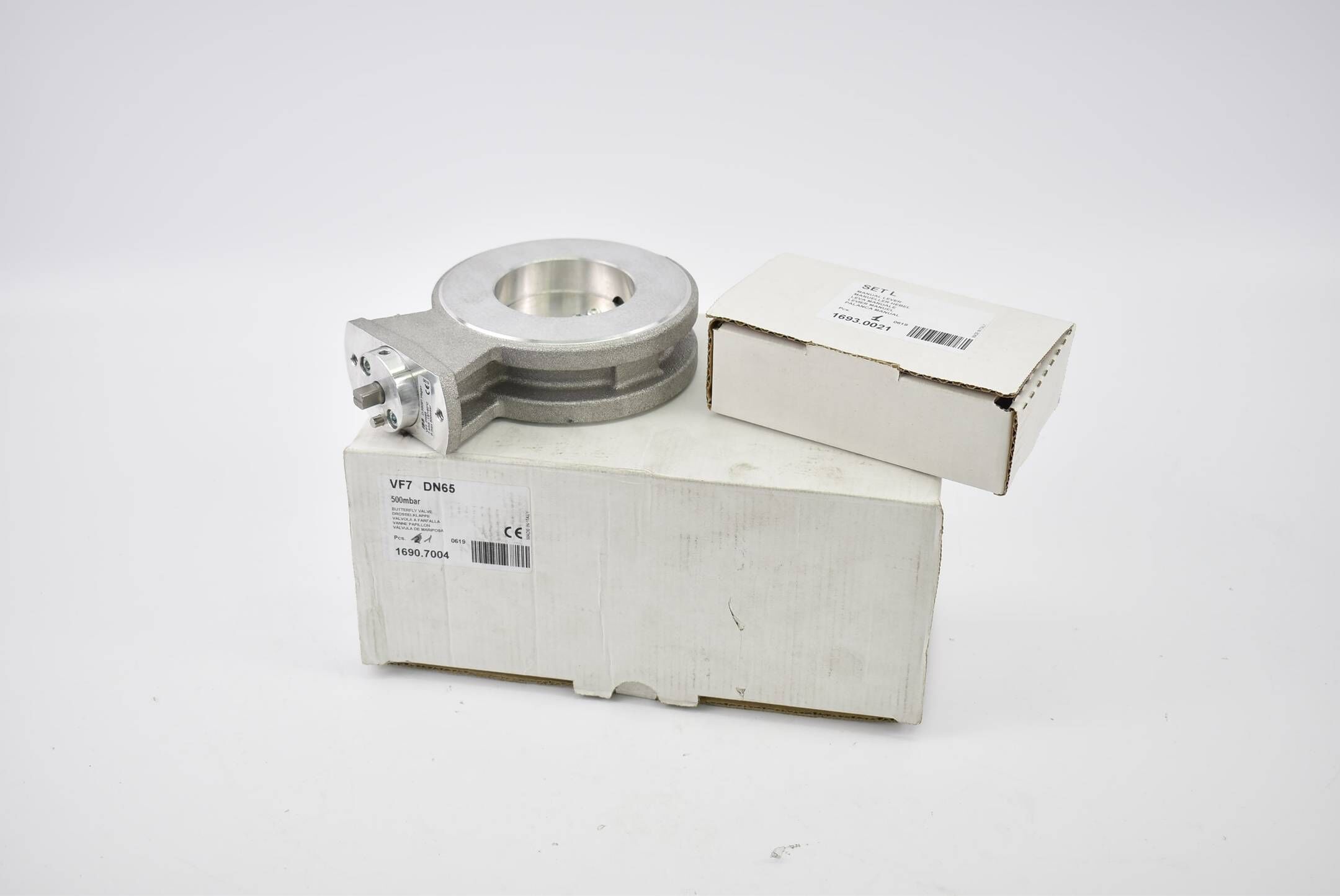 Elektrogas Drosselklappe 500mbar VF7 DN65 inkl. Beipack manueller Hebel Set L