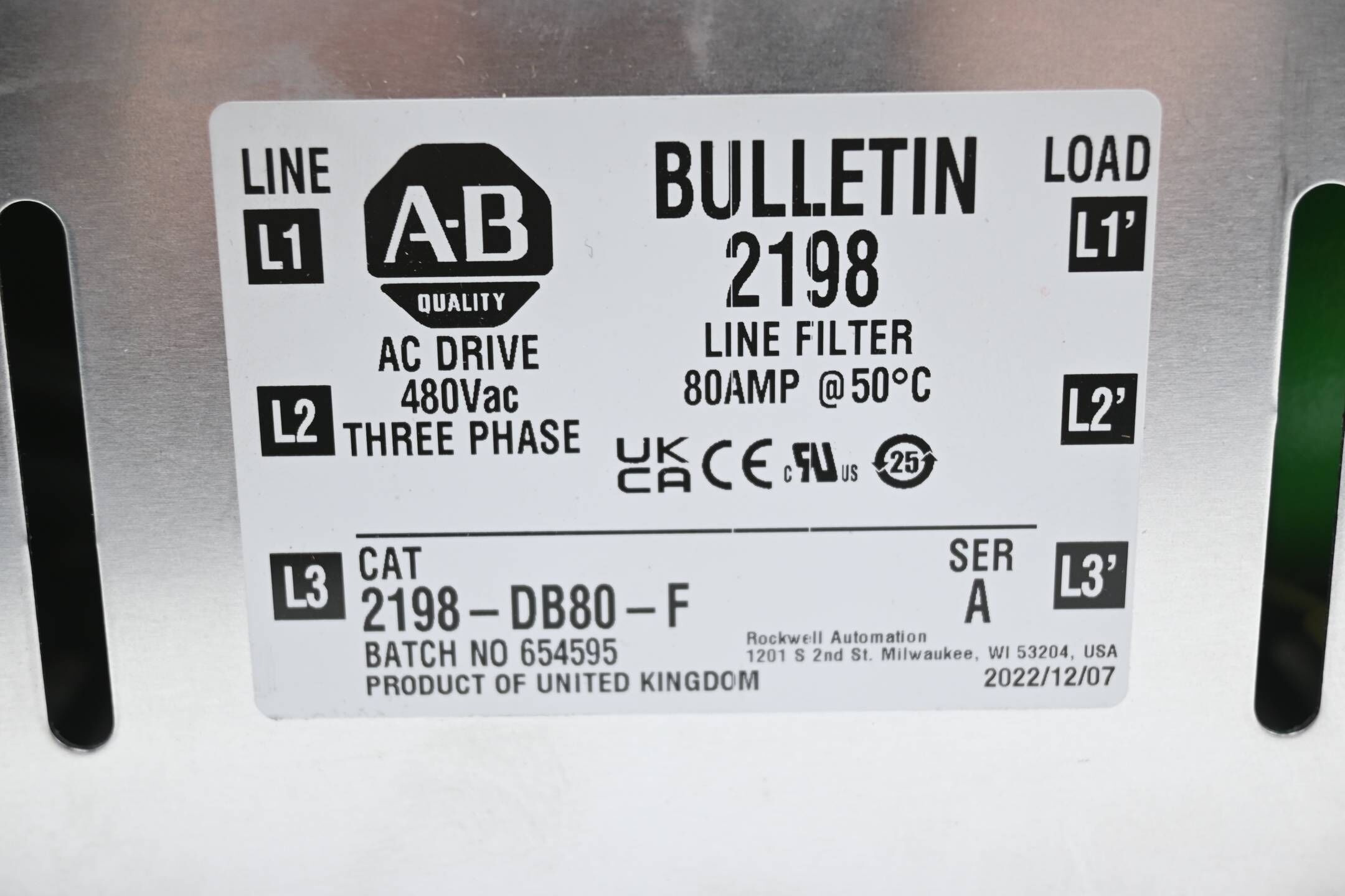 Allen Bradley Bulletin 2198 EMV-Netzfilter 2198-DB80-F