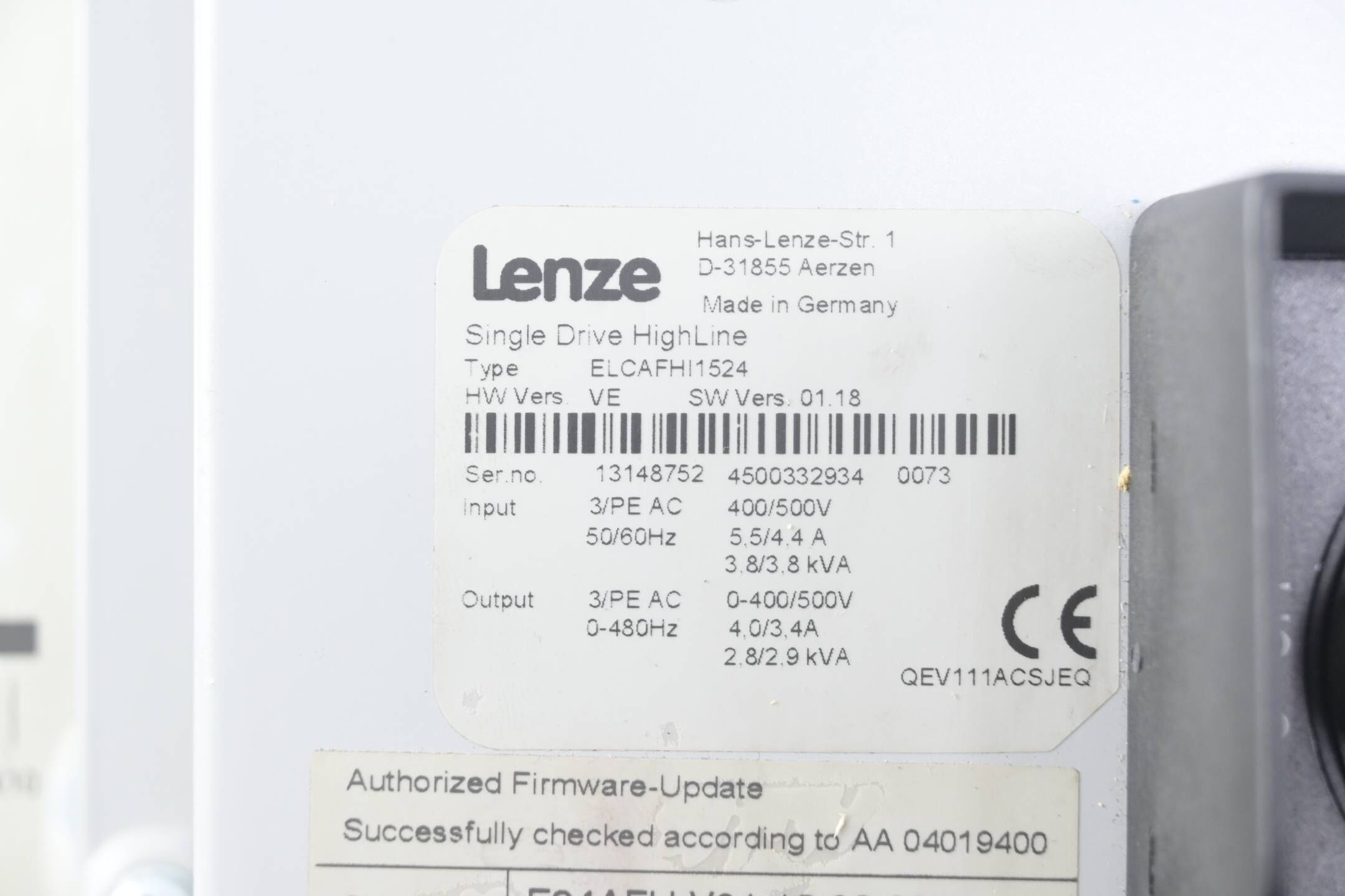 Lenze Single Drive HighLine ELCAFHI1524 