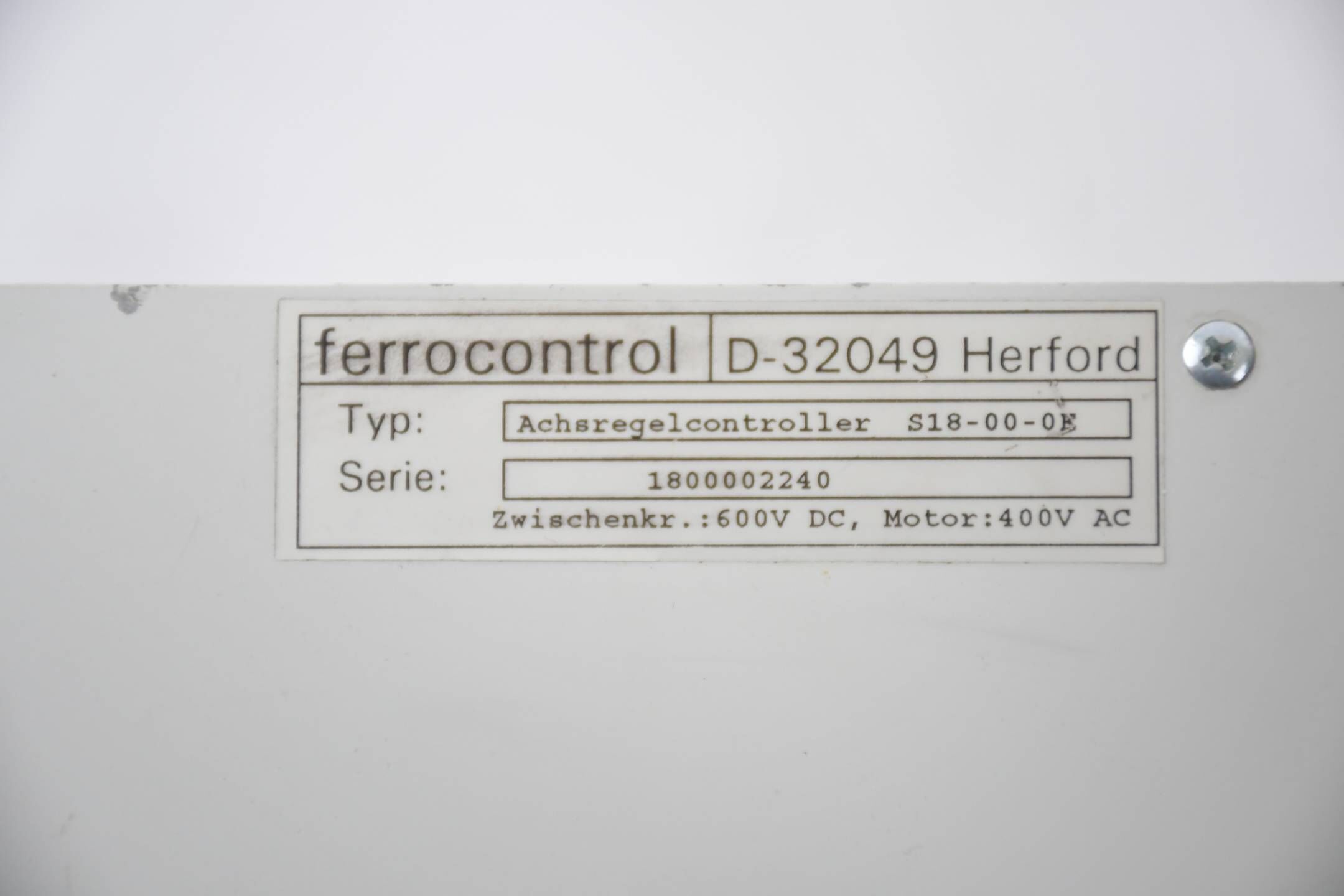 Ferrocontrol Achsregelcontroller S18-00-0E Zwischenkreis 600V DC Motor 400V AC