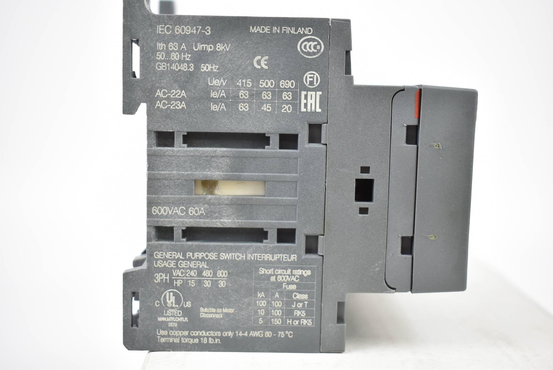 ABB OT63F3C Umschalter 600VAC 60A 1SCA105338R1001