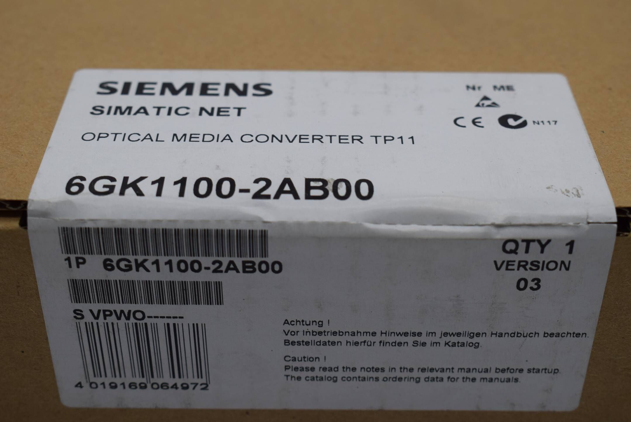 Siemens simatic Optical Media Converter TP11 6GK1100-2AB00 ( 6GK1 100-2AB00 ) V3