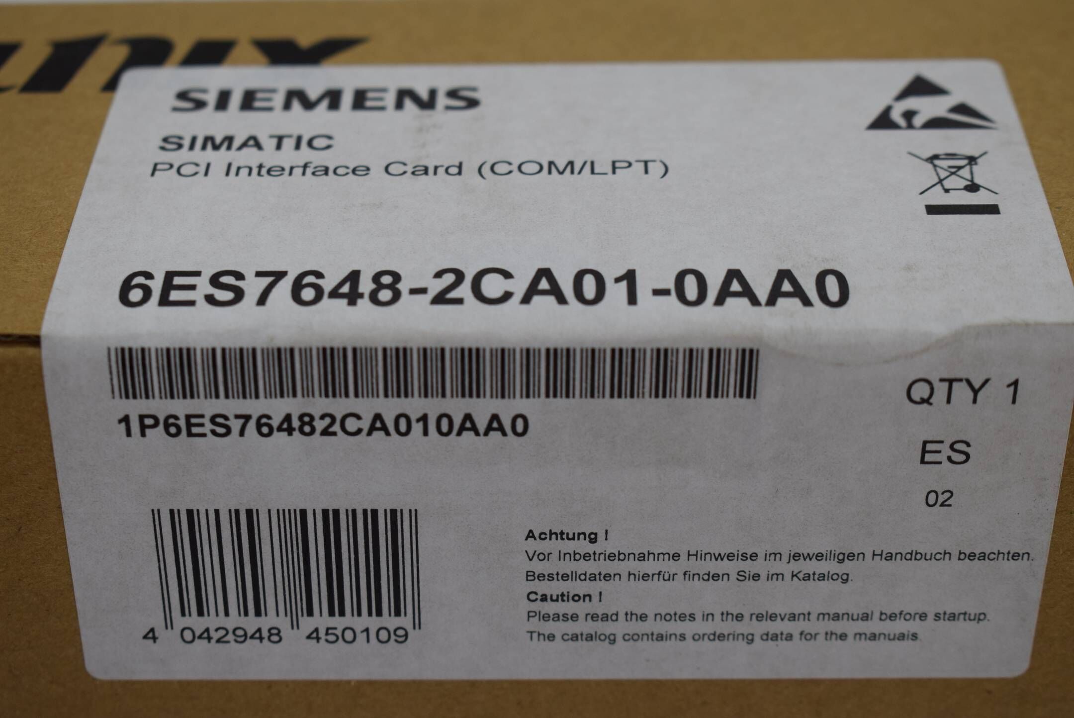 Siemens simatic PCI Interface Card 6ES7648-2CA01-0AA0 ( 6ES7 648-2CA01-0AA0 ) E2