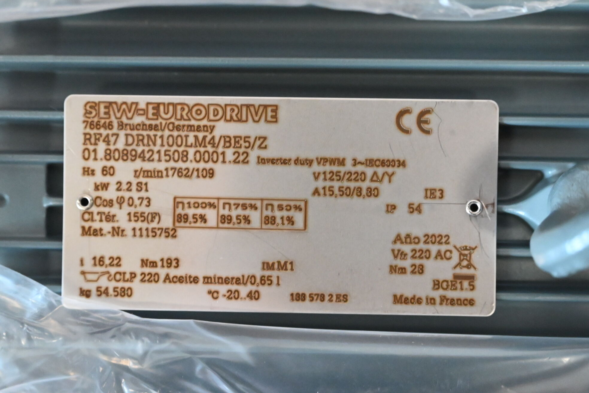 SEW-Eurodrive Getriebemotor RF47 DRN100LM4/BE5/Z ( RF47DRN100LM4/BE5/Z )