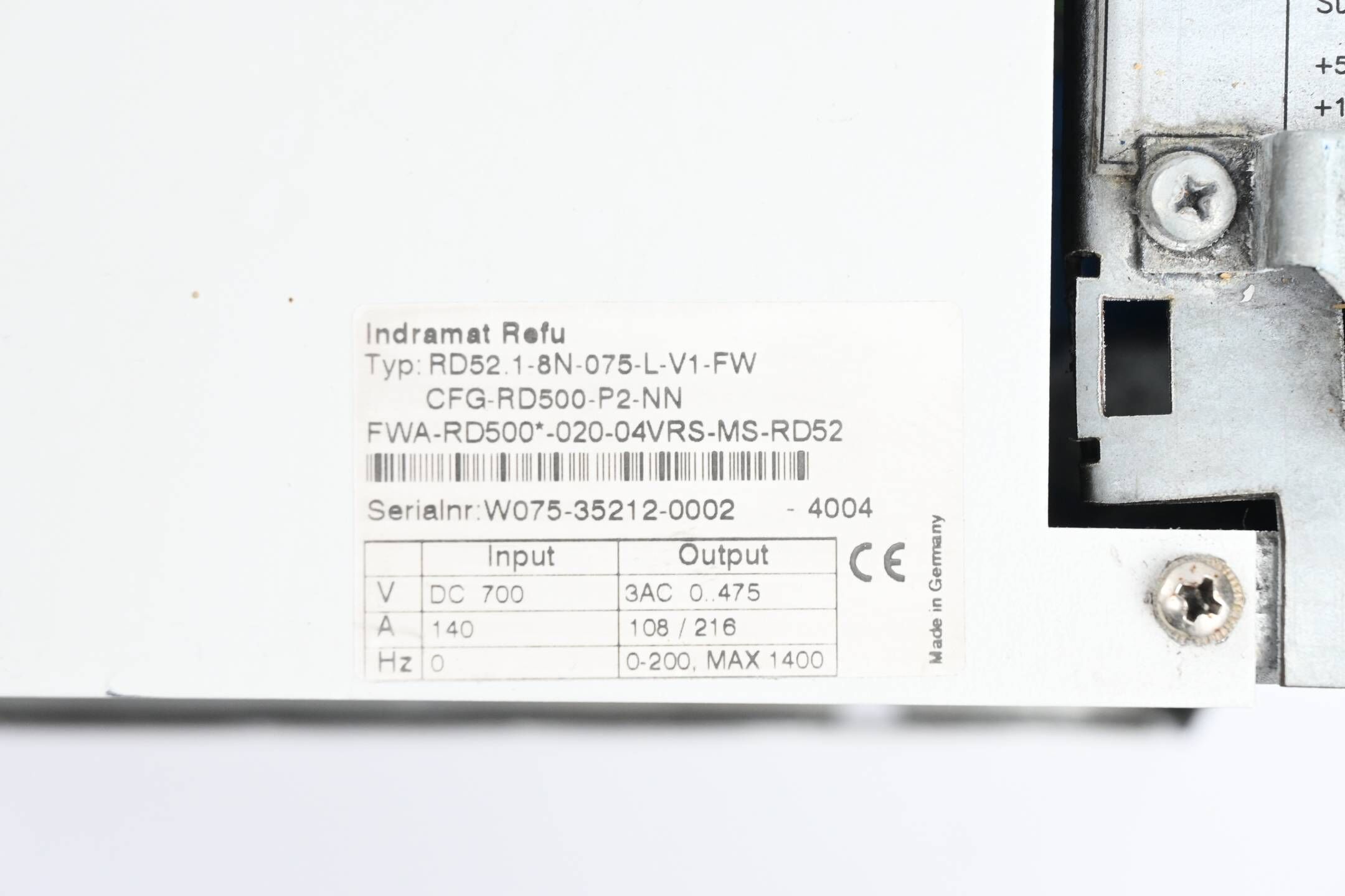 Rexroth Umrichter RD52.1-8N-075-L-V1-FW ( CFG-RD500-P2-NN ) FW: R911200449