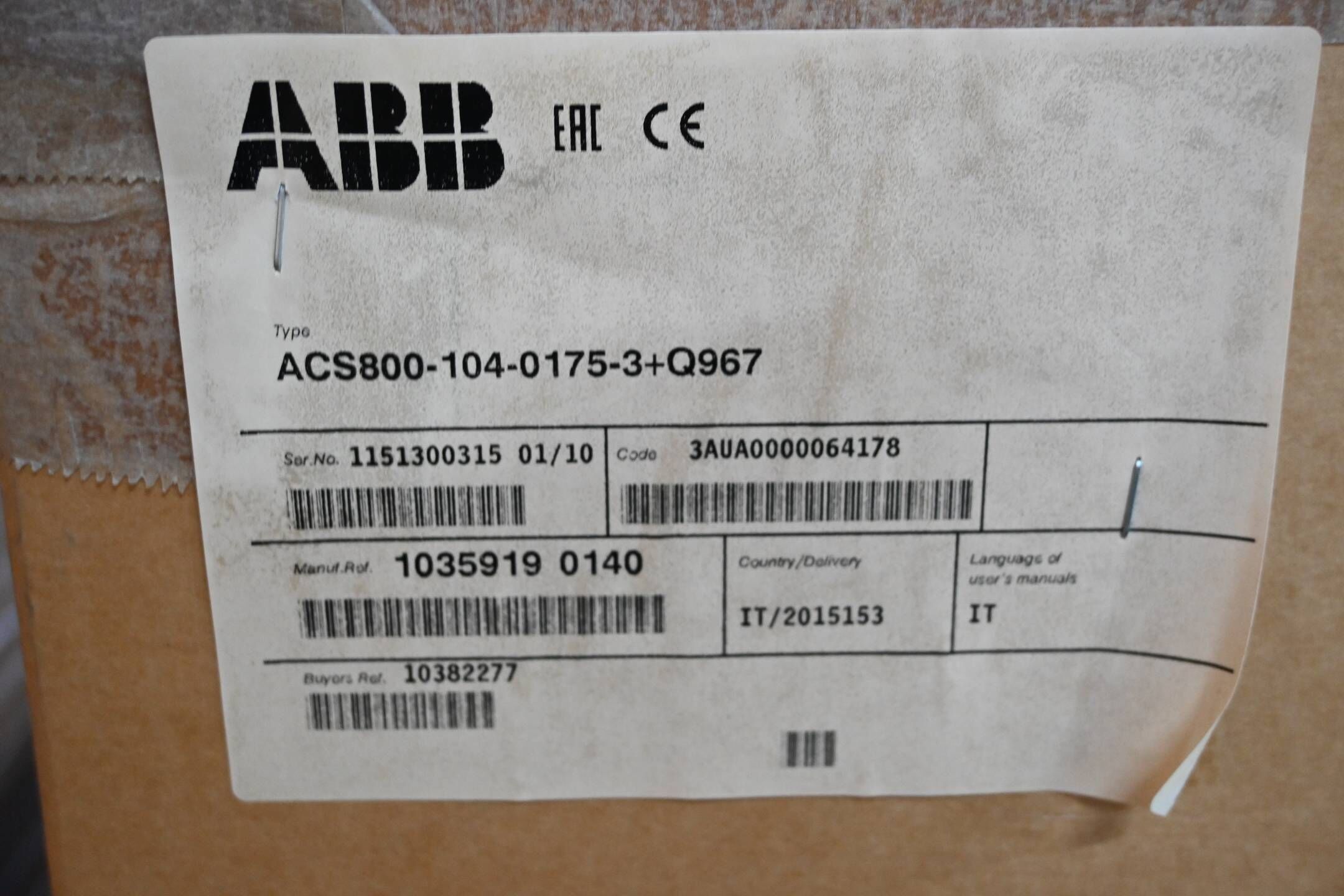 ABB Frequenzumrichter ACS800-104-0175-3+Q967