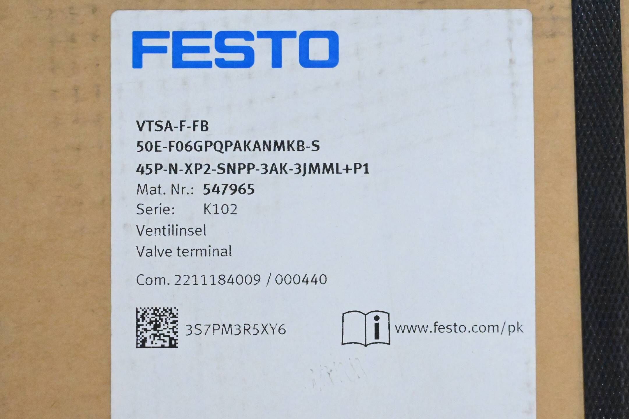 Festo VTSA-F-FB ( 50E-F06GPQPAKANMKB-S 45P-N-XP2-SNPP-3AK-3JMML+P1 ) 547965