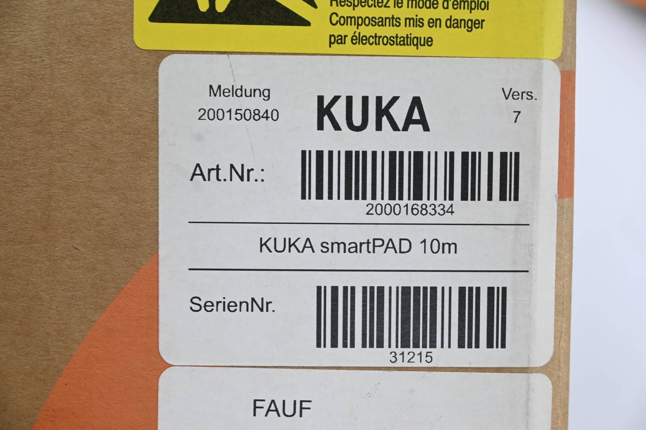 Kuka Roboter KRC4 SmartPad Control Panel 00-168-334 Ver. 7