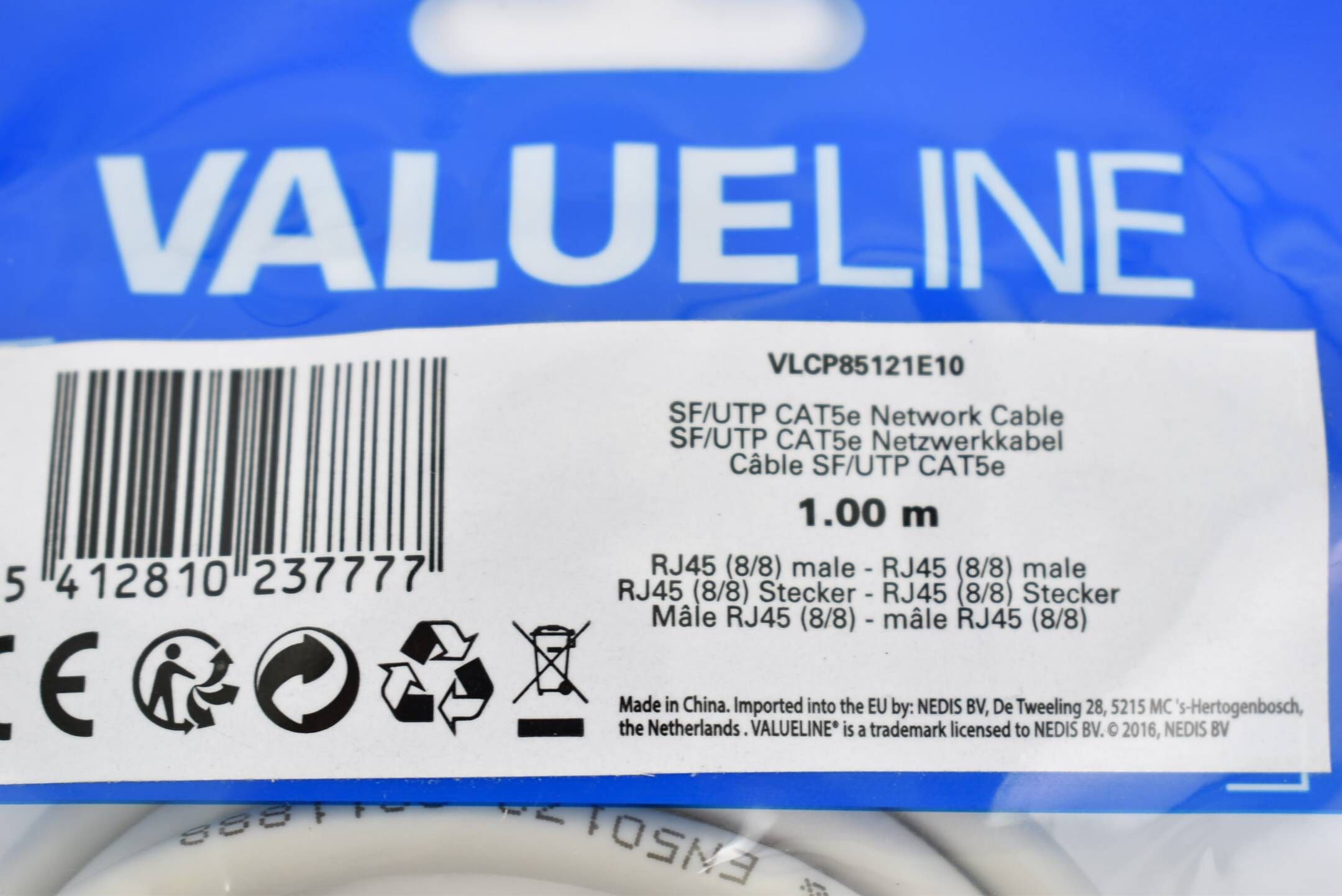 Valueline SF/UTP CAT5e Netzwerkkabel 1 m VLCP85121E10