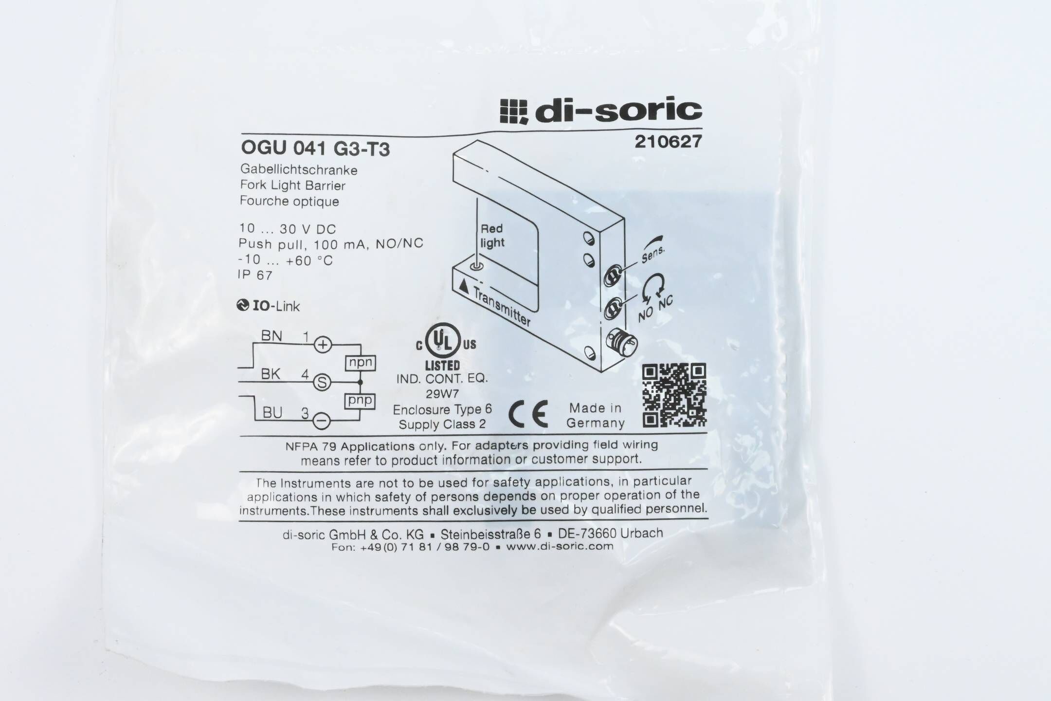 Di-soric Gabellichtschranke OGU 041 G3-T3 ( 210627 )