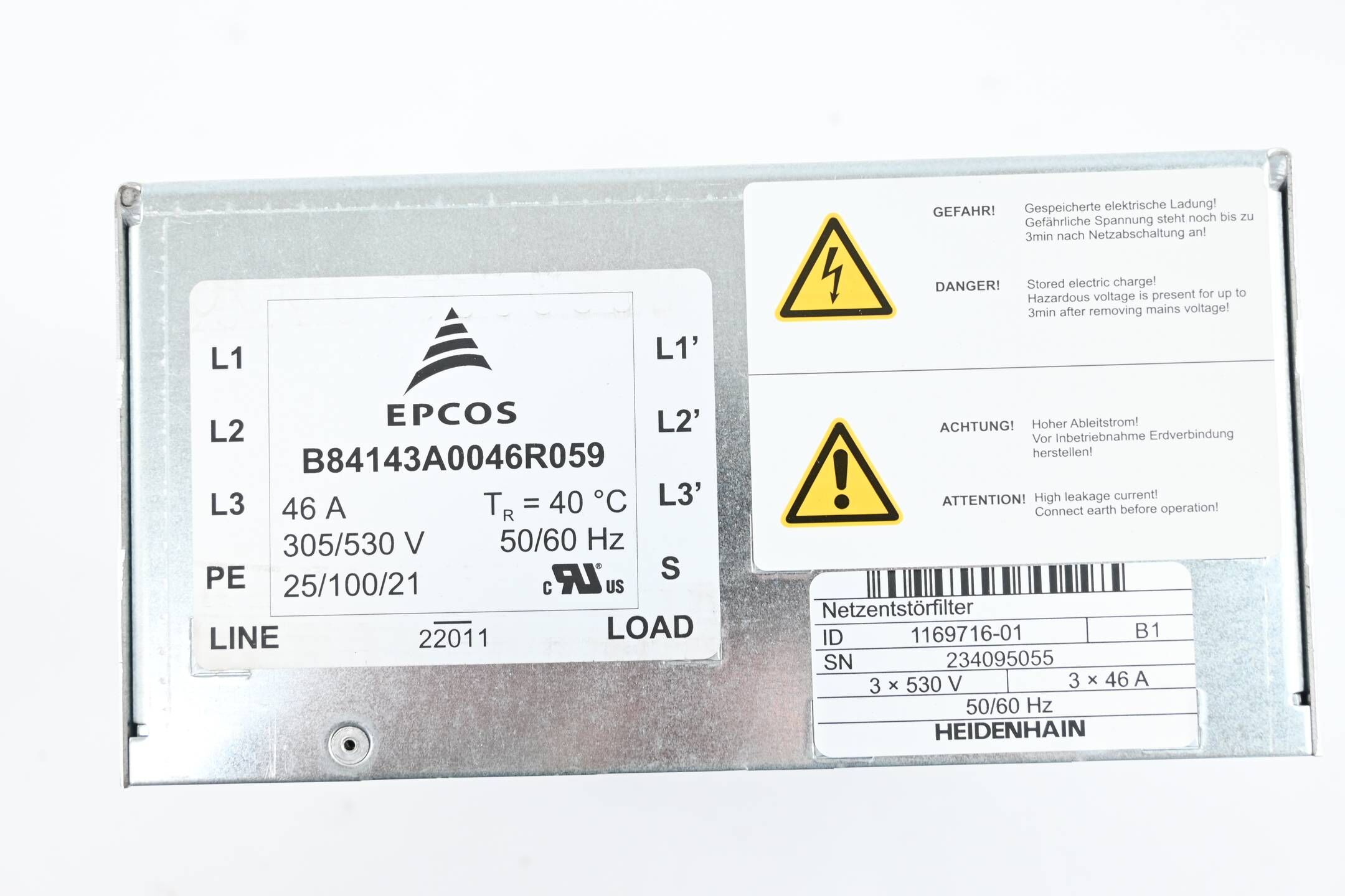 Heidenhain Netzentstörfilter EPCOS 3x480V 1169716-01 ( 116 9716-01 ) Ver. B1
