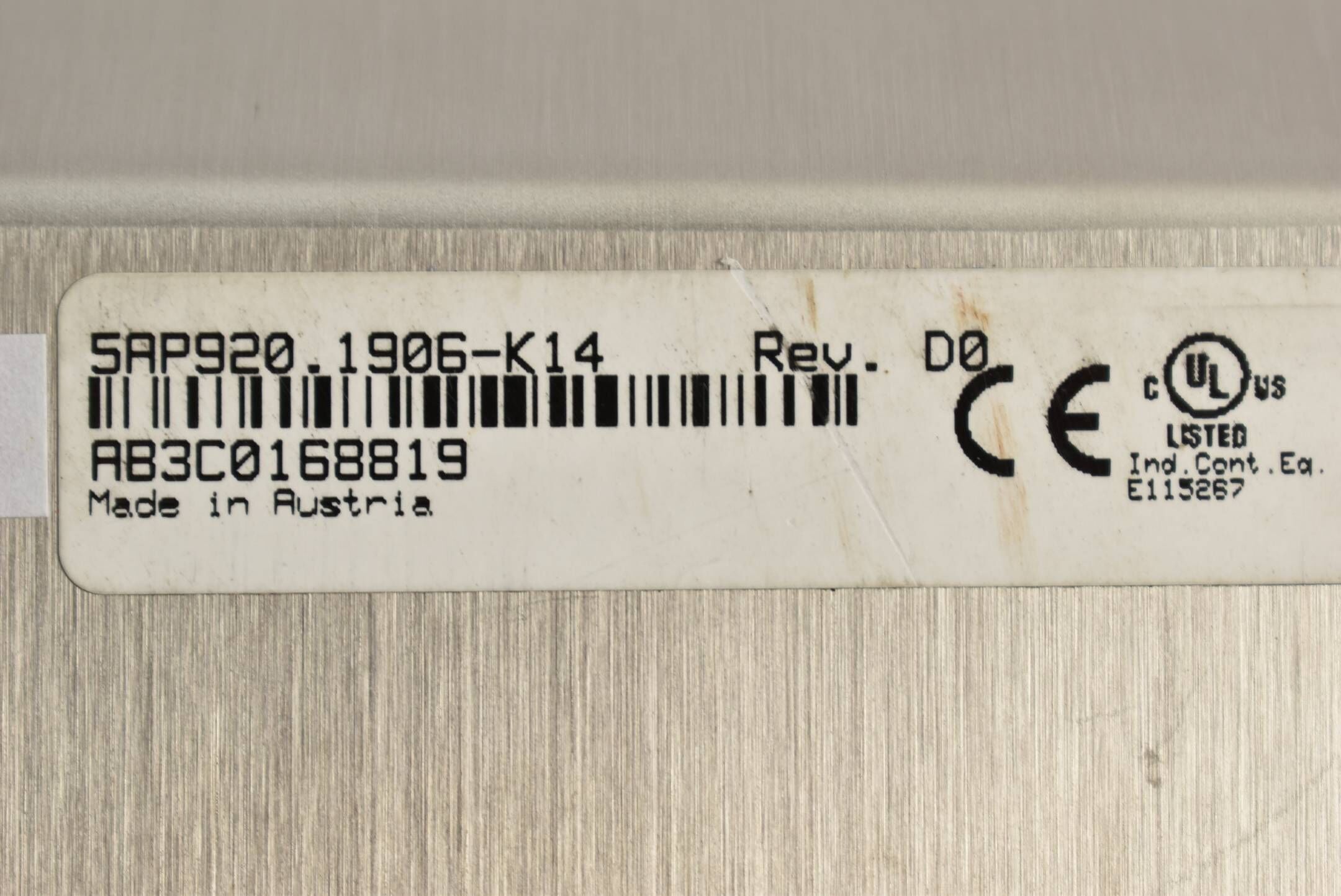 B&R automation Panel Touchscreen 5AP920.1906-K14 Rev. D0