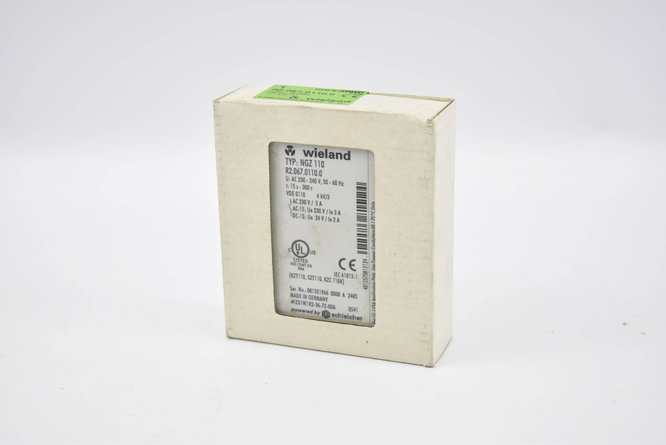 Wieland NGZ 110 Zeitrelais AC 230-240 V 50-60 Hz R2.067.0110.0