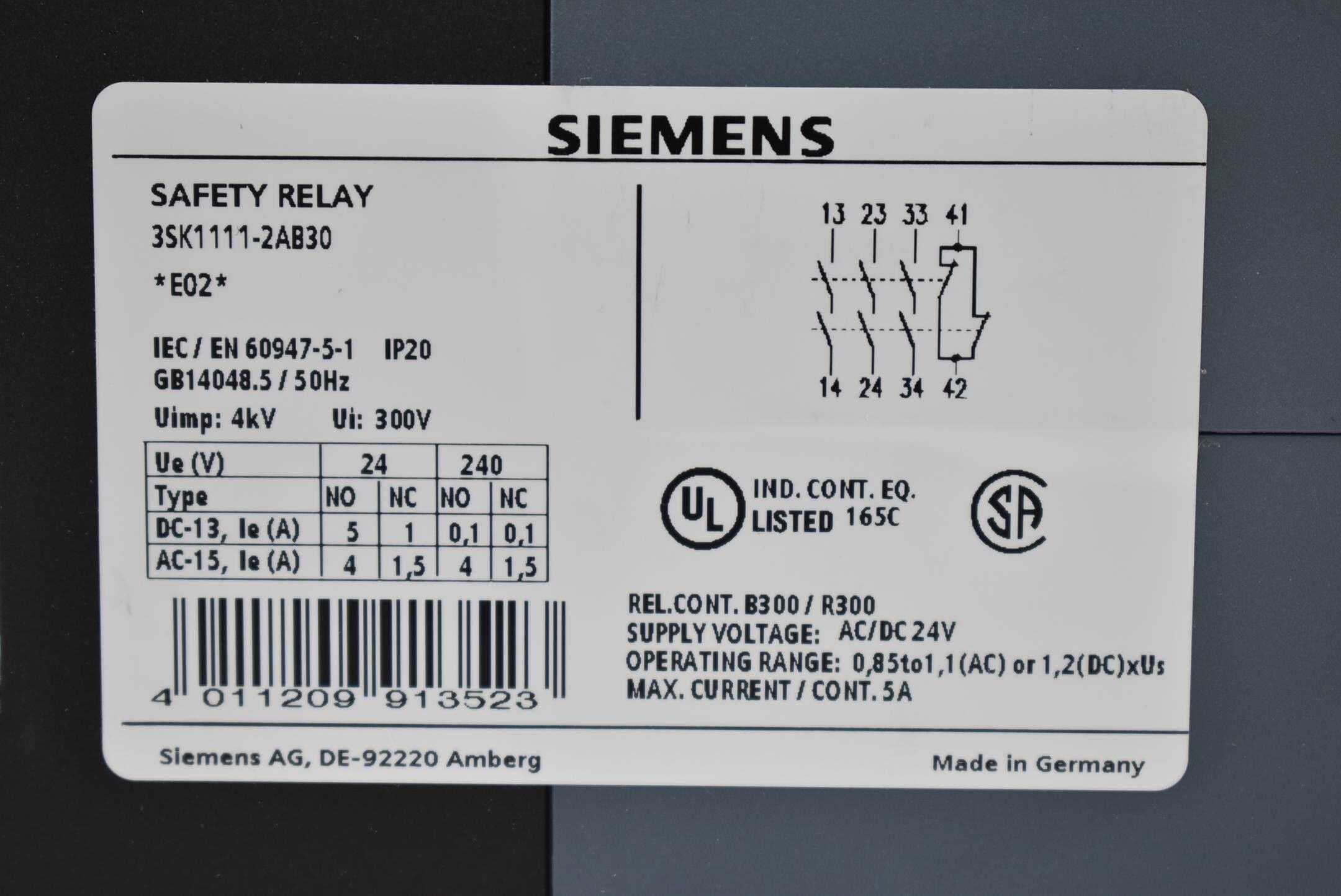 Siemens sirius Sicherheitsschaltgerät 3SK1 111-2AB30 ( 3SK1111-2AB30 )