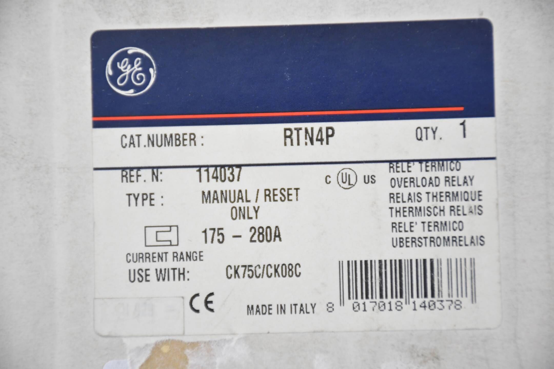 General Electric Überstromrelais RTN4P