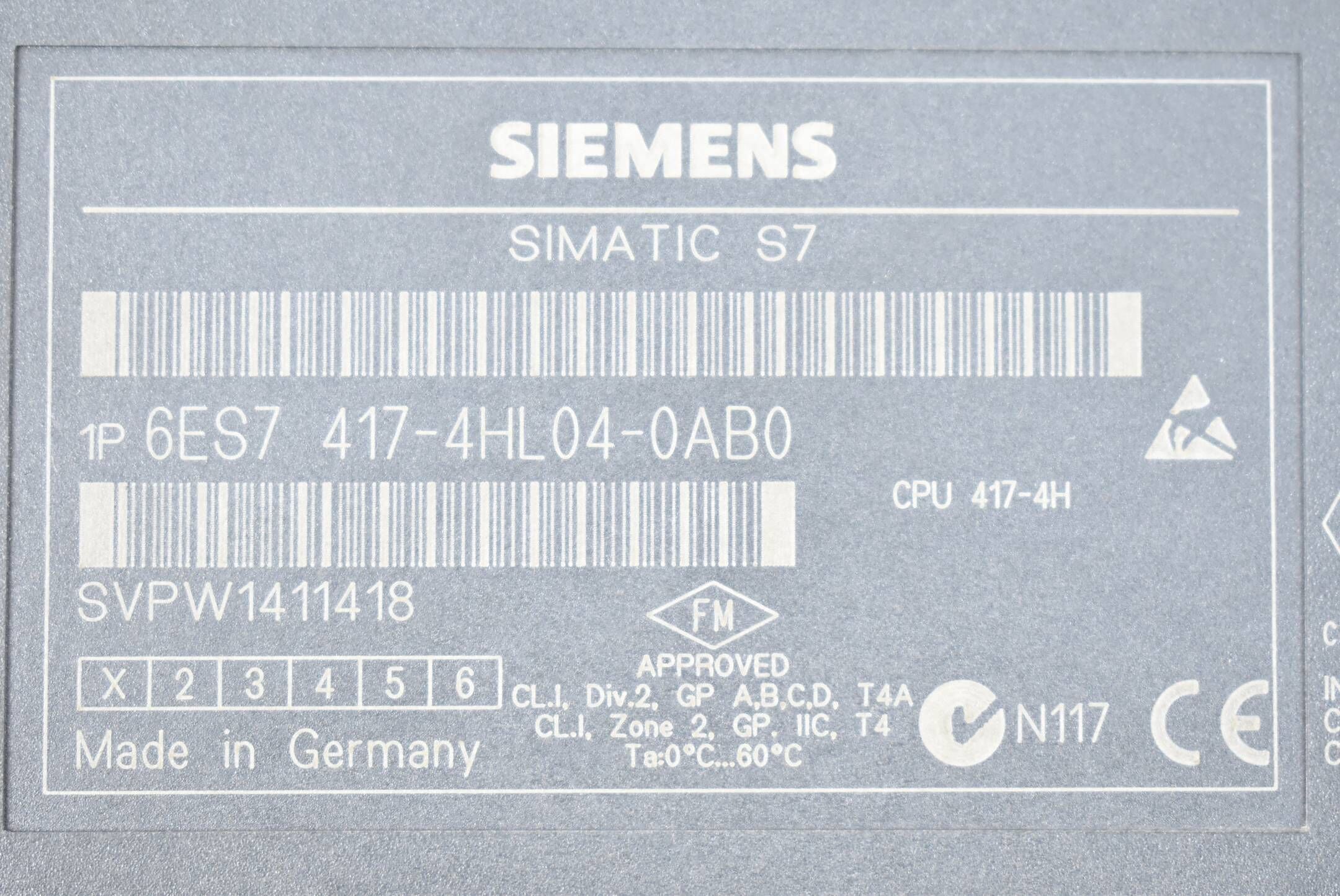 Siemens Simatic S7-400 CPU 417-4H 6ES7 417-4HL04-0AB0 ( 6ES7417-4HL04-0AB0 ) E01