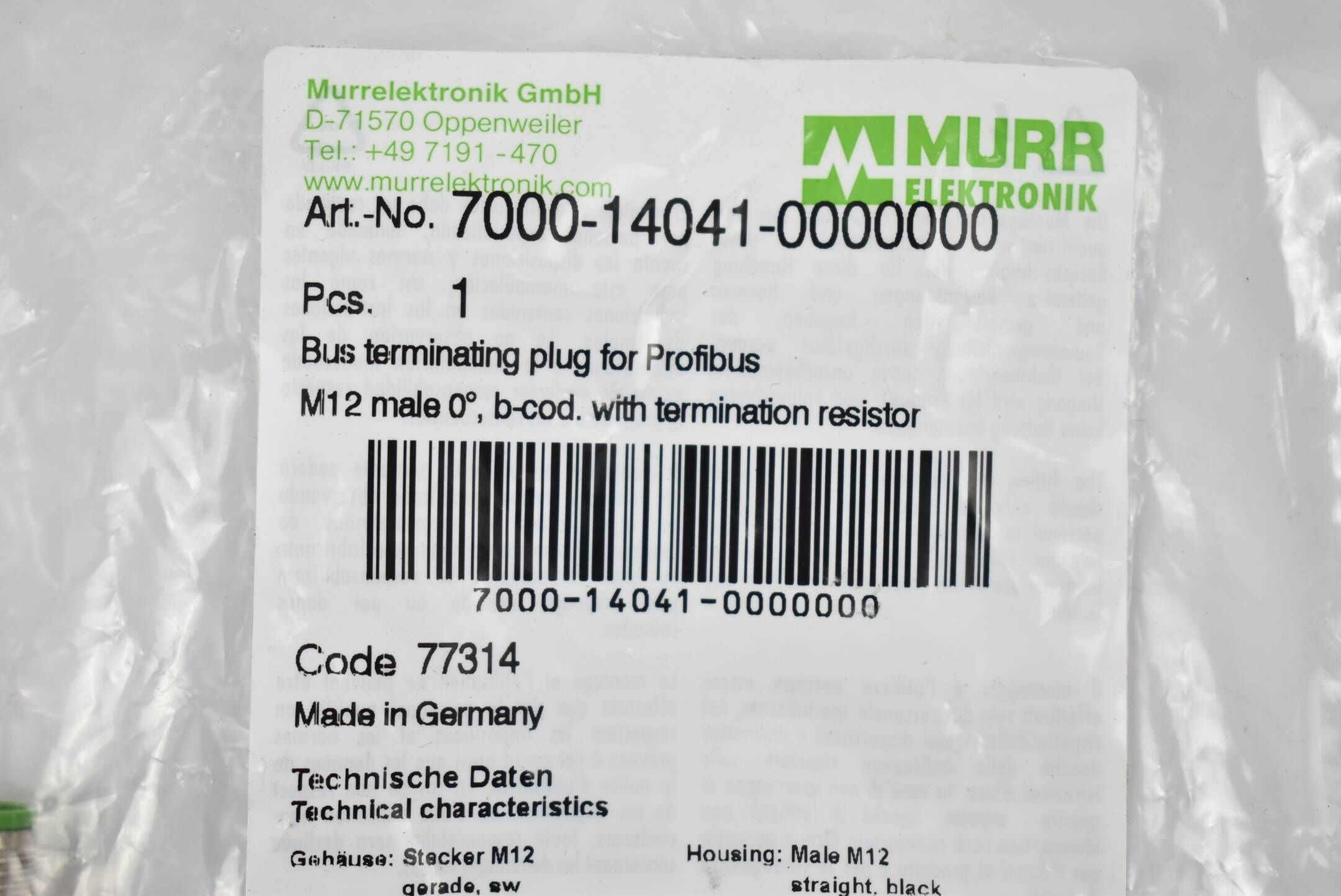 Murr Elektronik Busabschlussstecker M12 7000-14041-0000000 ( 77314 )