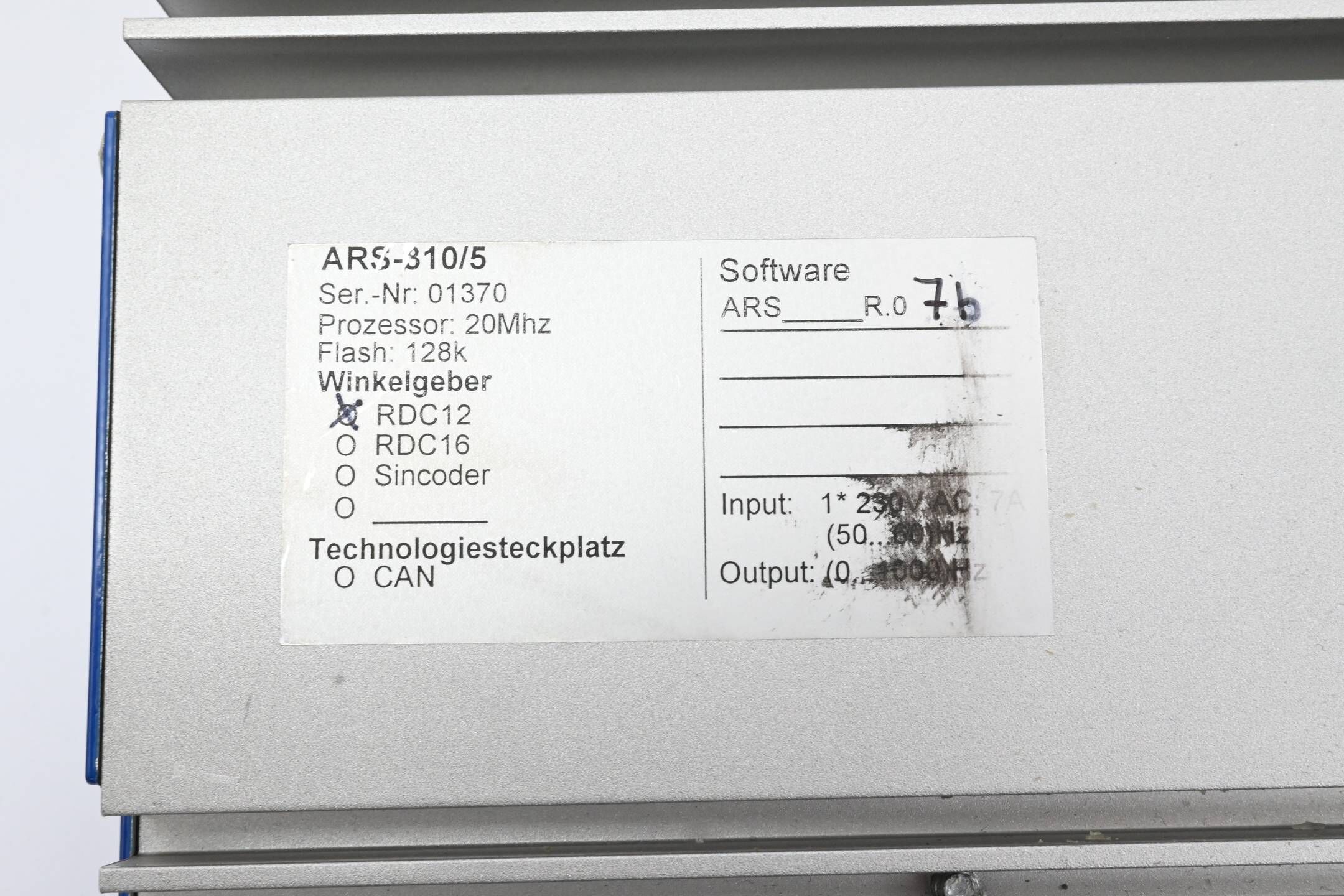 Metronix Servodrive Winkelgeber ARS-310/5 ( Software ARS_R.07b ) RDC12