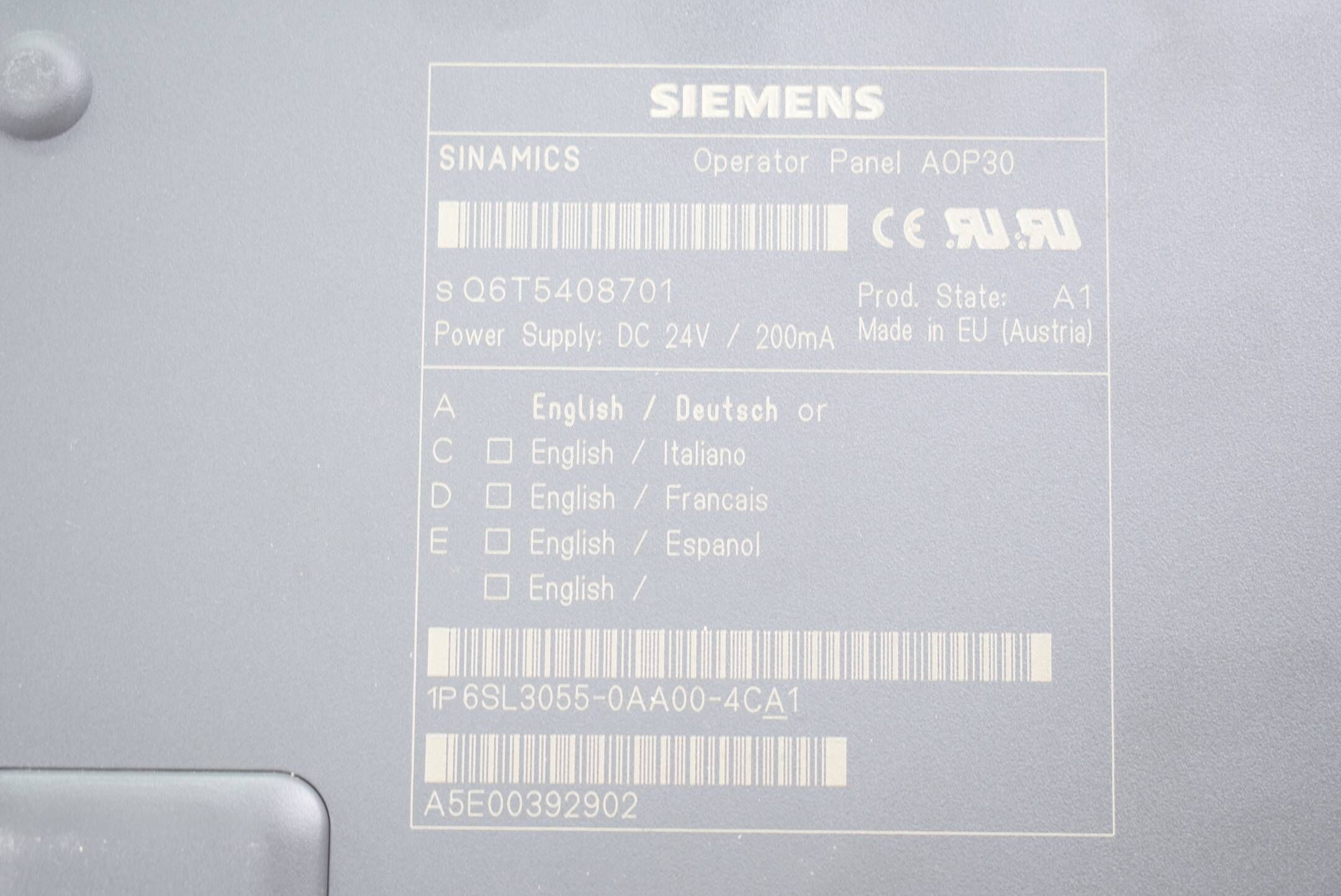 Siemens sinamics OP AOP30 6SL3055-0AA00-4CA1 ( 6SL3 055-0AA00-4CA1 ) A1