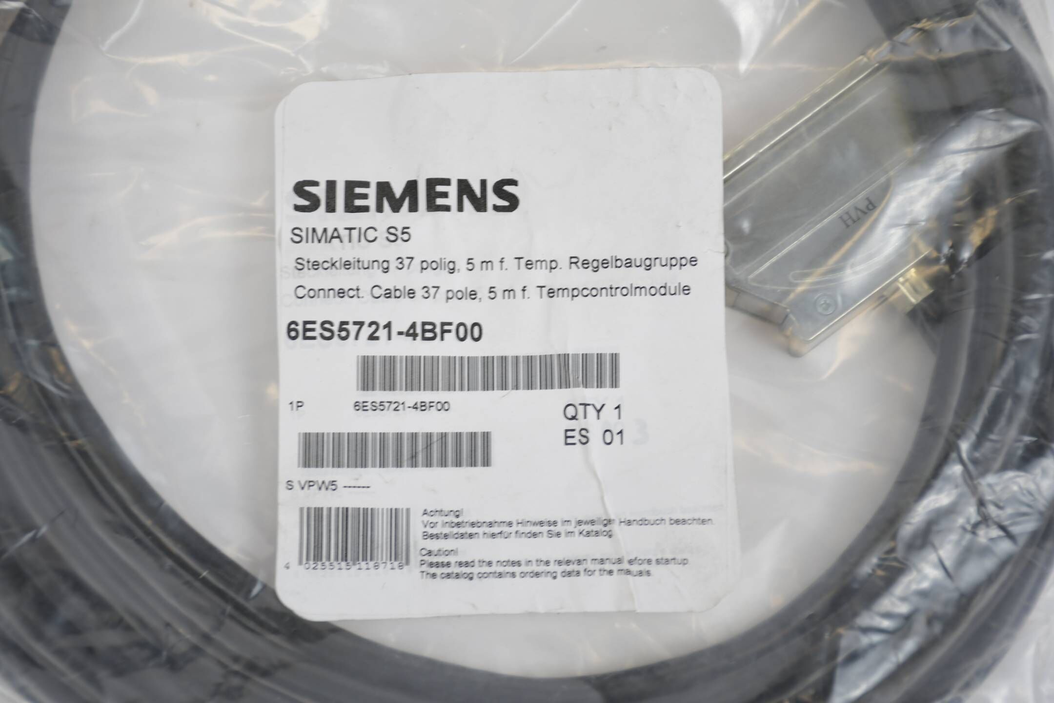 Siemens Simatic S5 Steckleitung 5m 37 polig  6ES5721-4BF00 ( 6ES5 721-4BF00 )