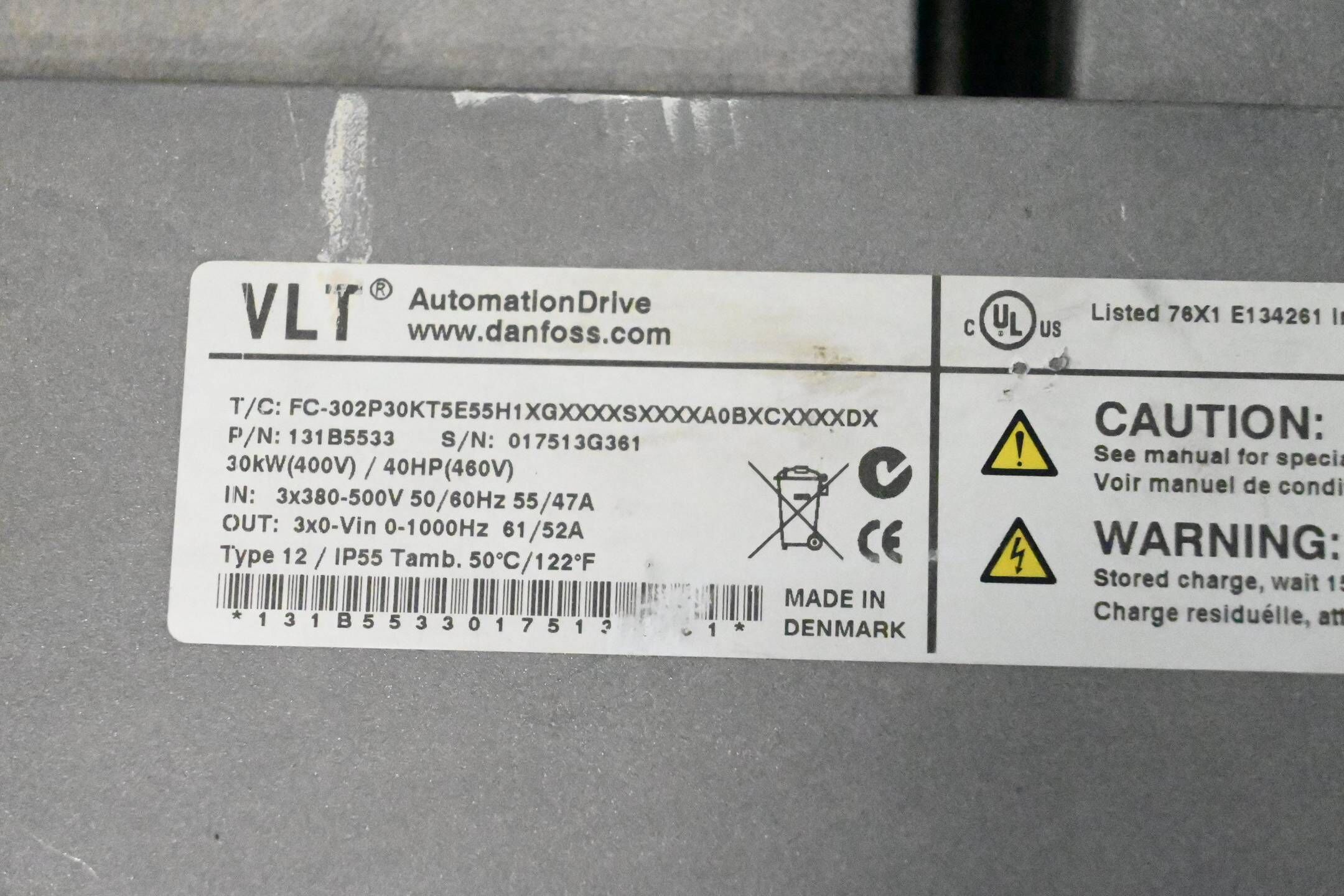 Danfoss VLT Drive FC-302P30KT5E55H1XGXXXXSXXXXA0BXCXXXXDX ( 131B5533 )