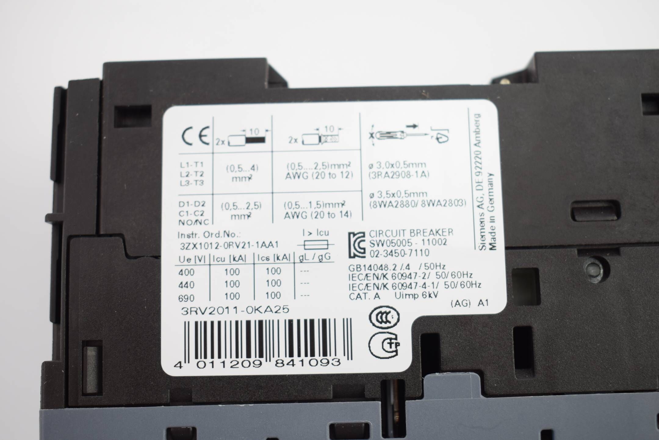 Siemens sirius Leistungsschalter 3RV2011-0KA25 ( 3RV2 011-0KA25 )