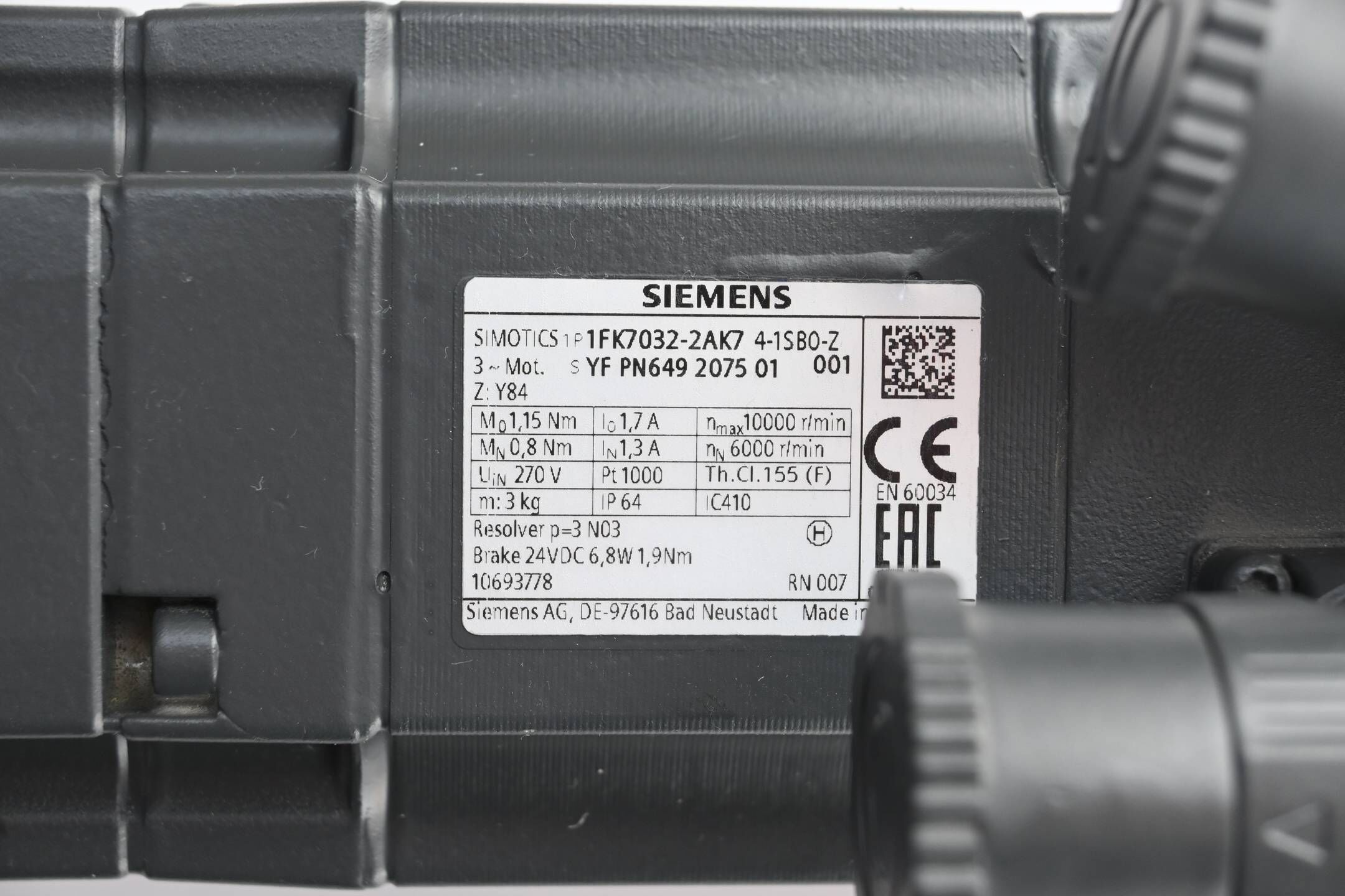 Siemens Simotics S Synchronmotor 1FK7032-2AK74-1SB0-Z ( 1FK7 032-2AK74-1SB0-Z )