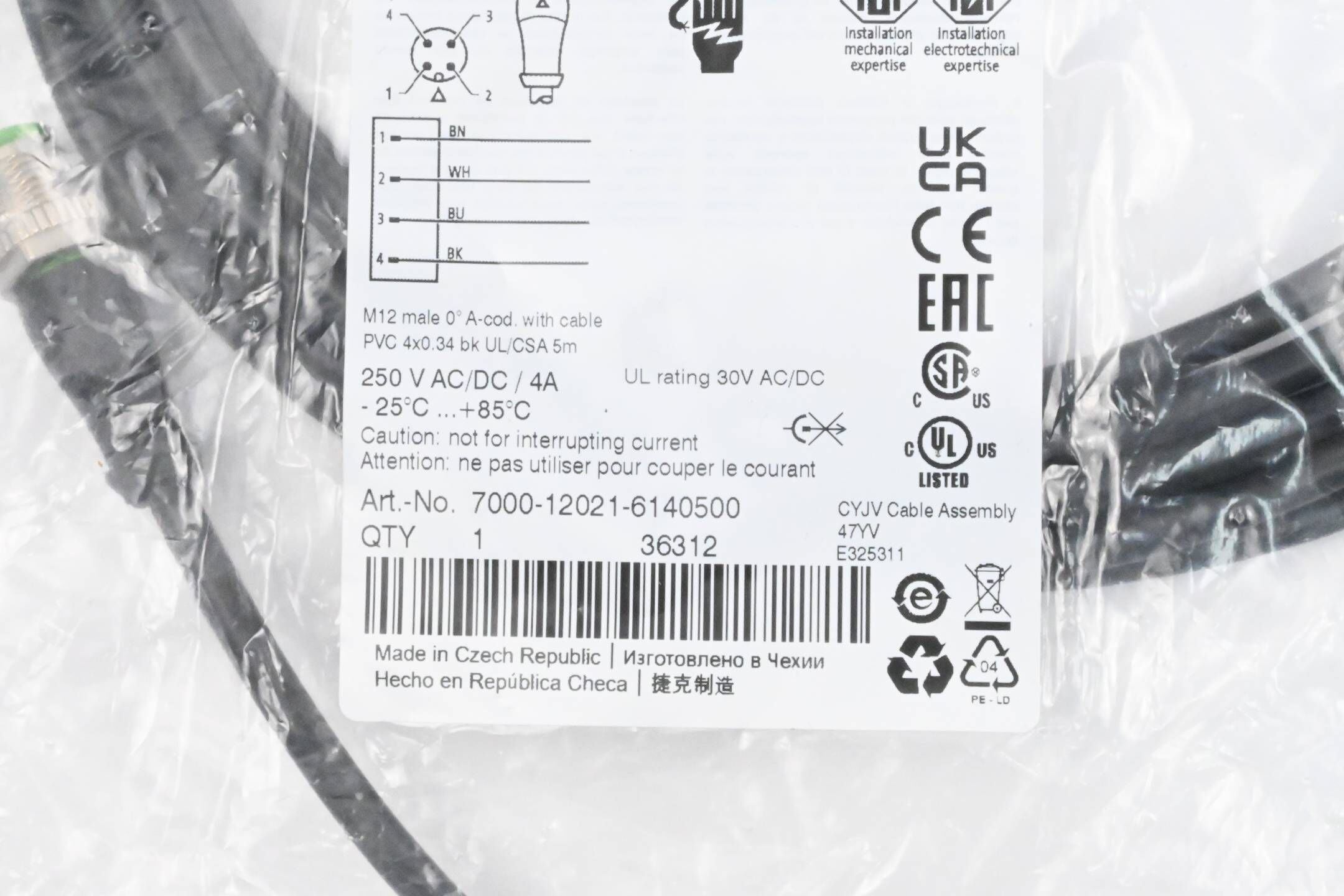 Murr Elektronik Sensor-Aktor-Kabel 7000-12021-6140500 5m