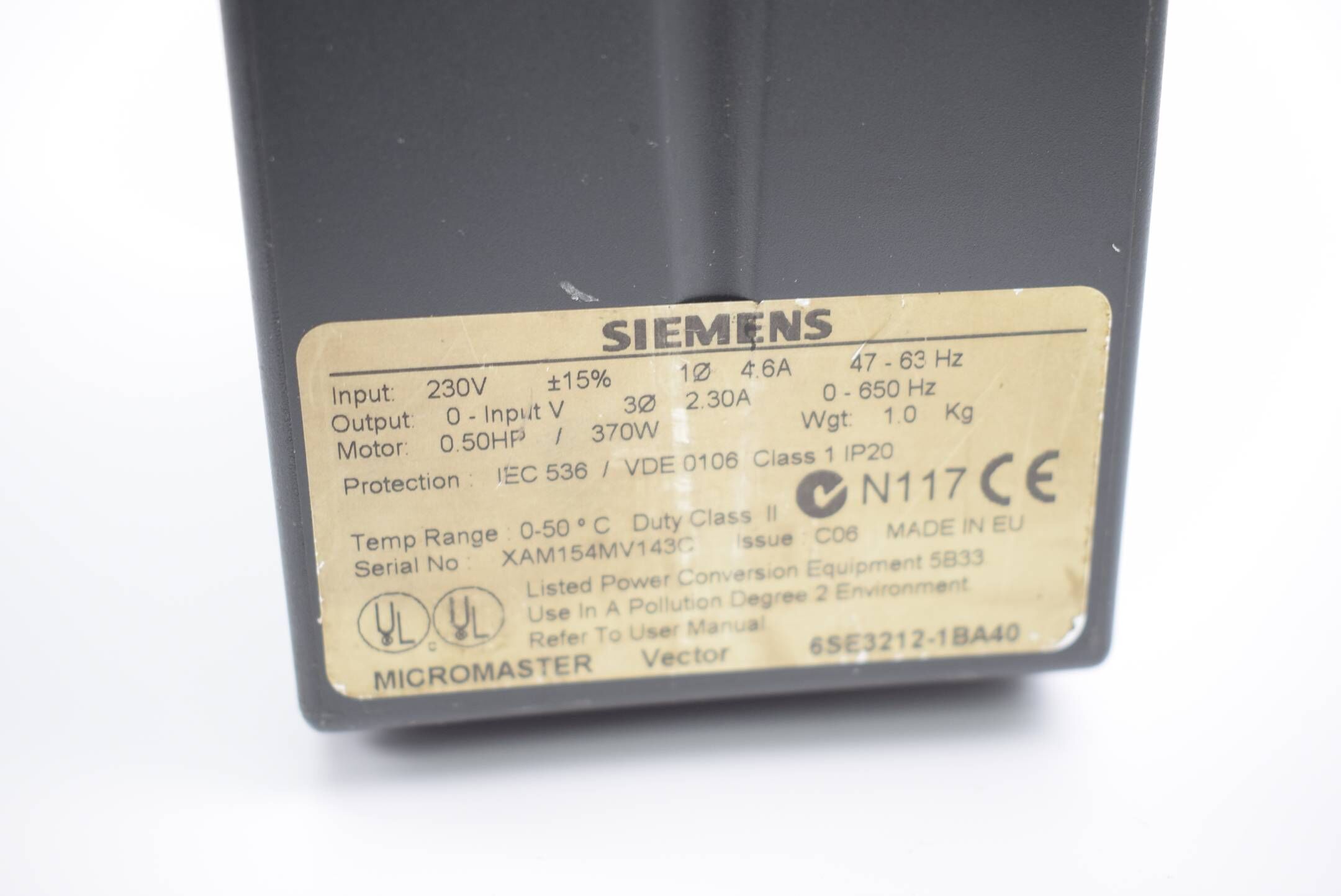 Siemens Micromaster Vector 6SE3212-1BA40 ( 6SE3 212-1BA40 )
