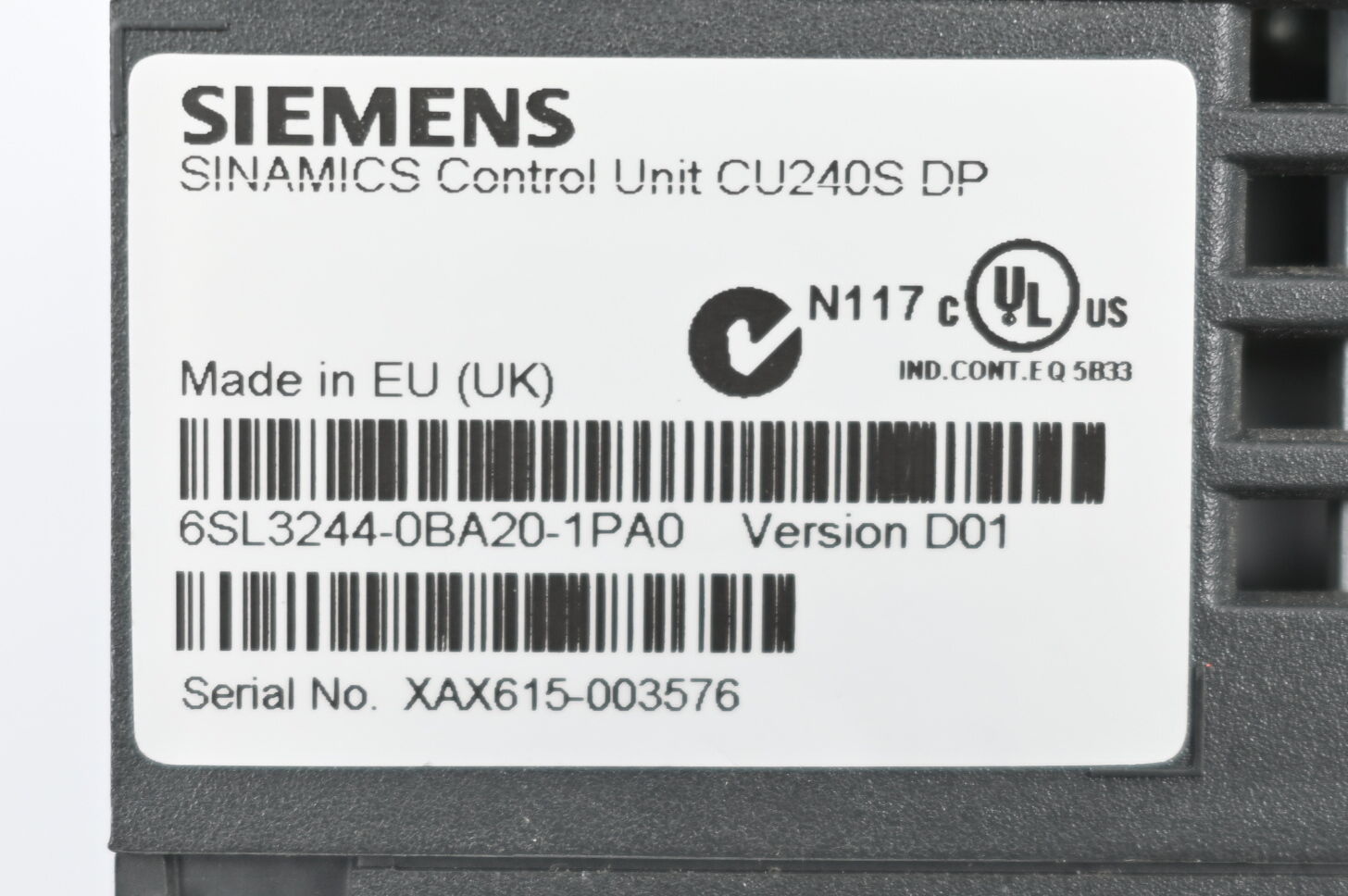 Siemens Sinamics Sontrol Unit 6SL3244-0BA20-1PA0 ( 6SL3 244-0BA20-1PA0 )