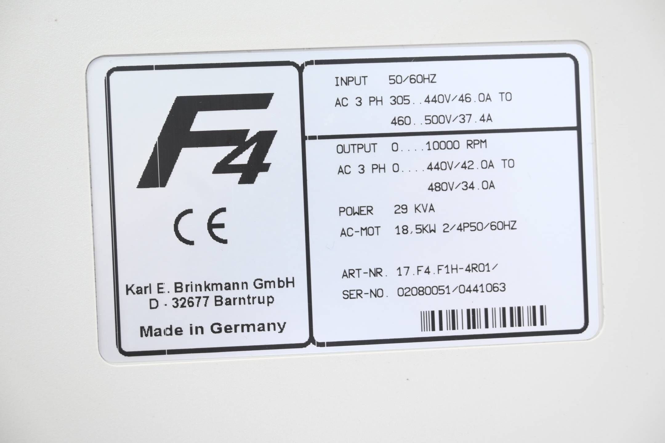 KEB Combivert F4 Frequenzumrichter 17.F4.F1H-4R01/ ( 17F4F1H-4R01 ) inkl. Panel