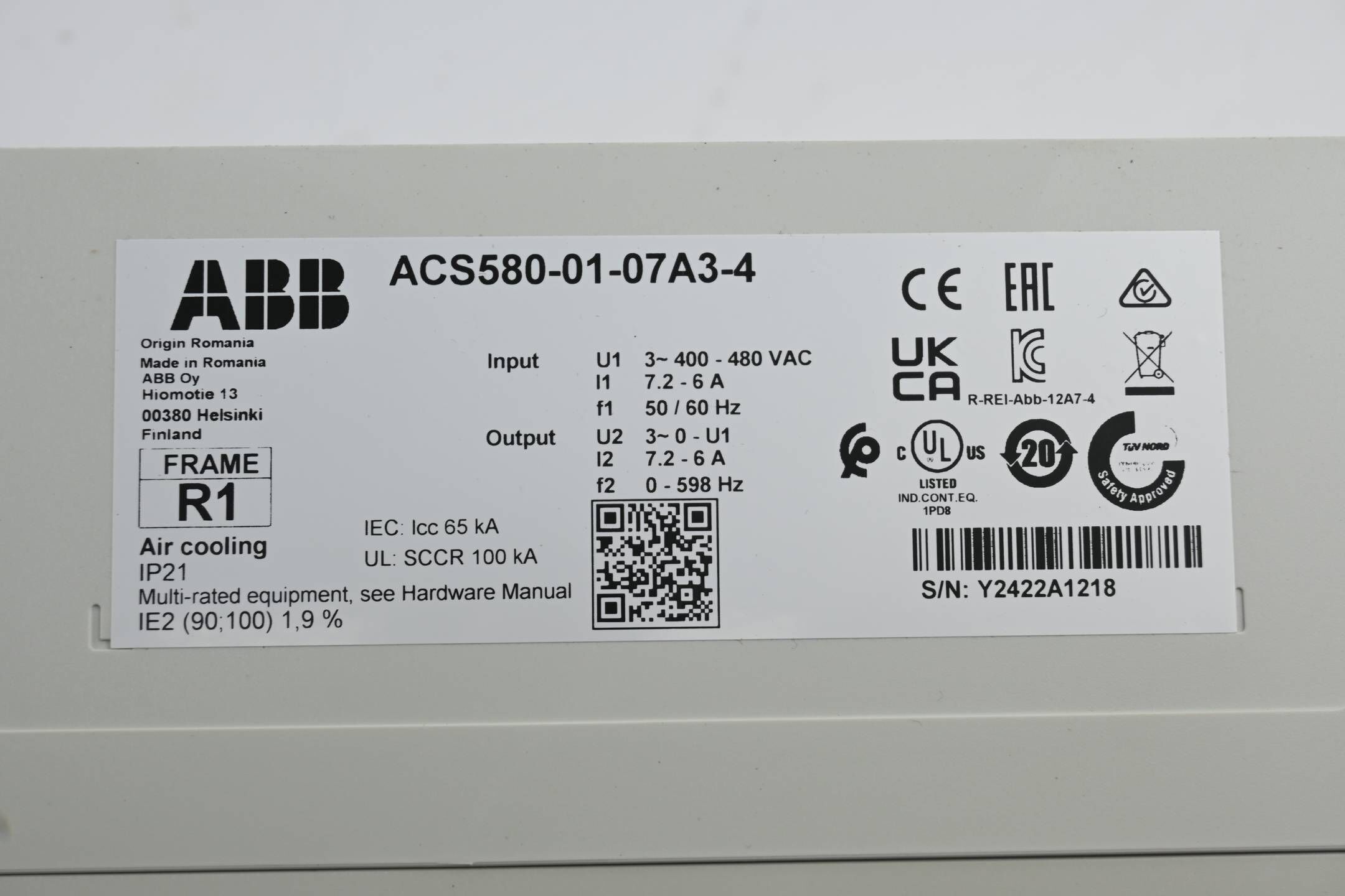 ABB Frequenzumrichter ACS580-01-07A3-4 