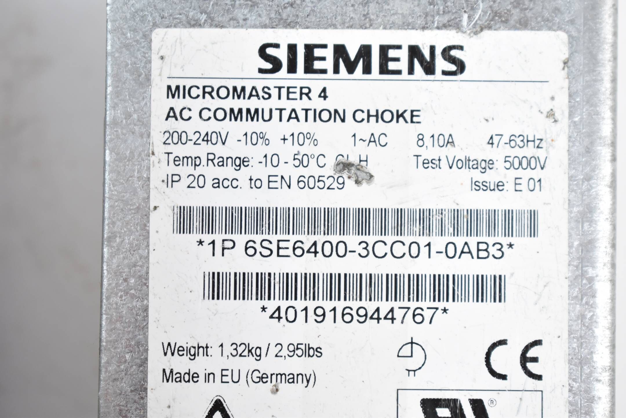 Siemens Micromaster 6SE6410-2BB15-5BA0 + Kommutierungsdrossel 6SE6400-3CC01-0AB3