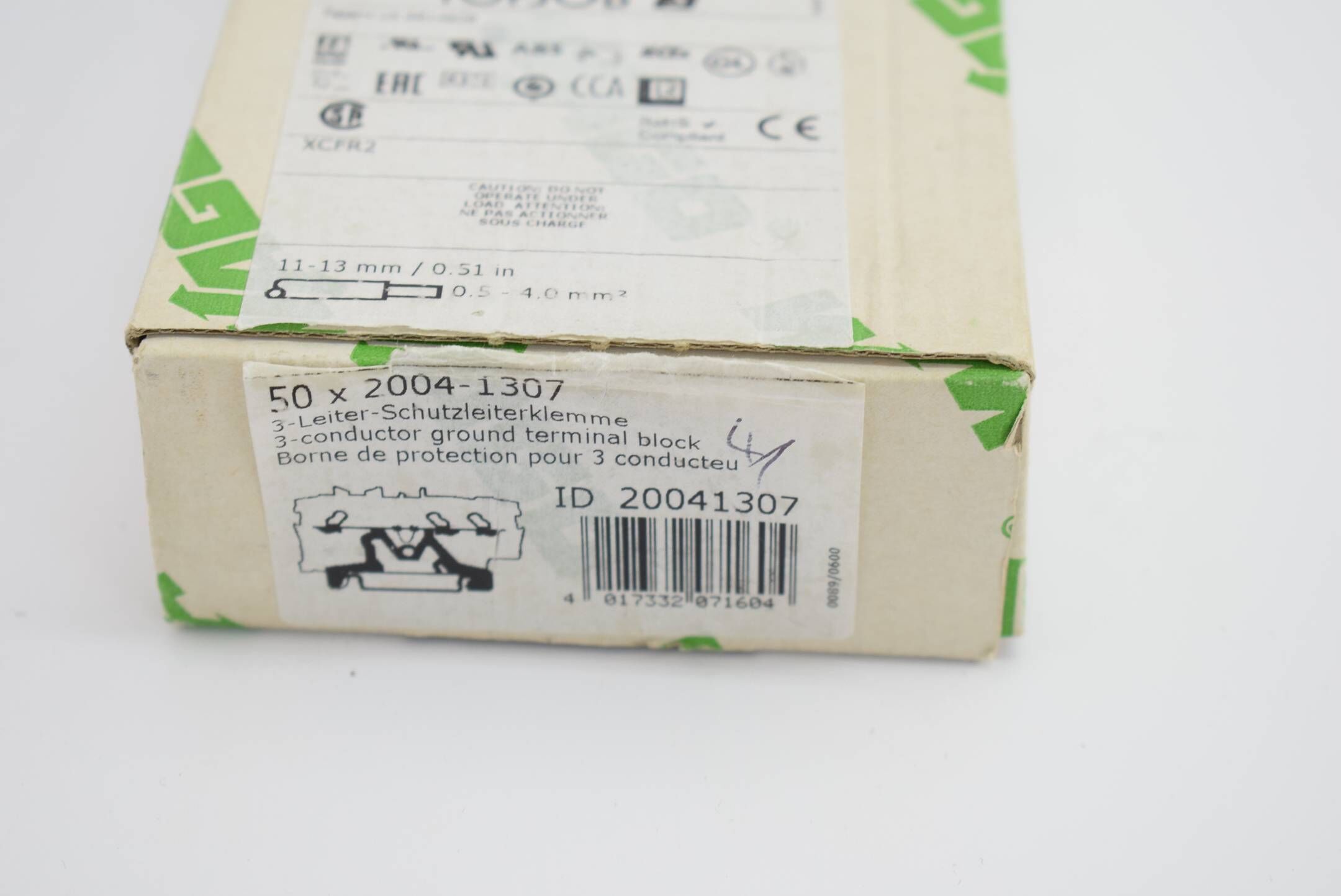40x Wago 3-Leiter-Schutzleiterklemme 2004-1307 ( 20041307 )