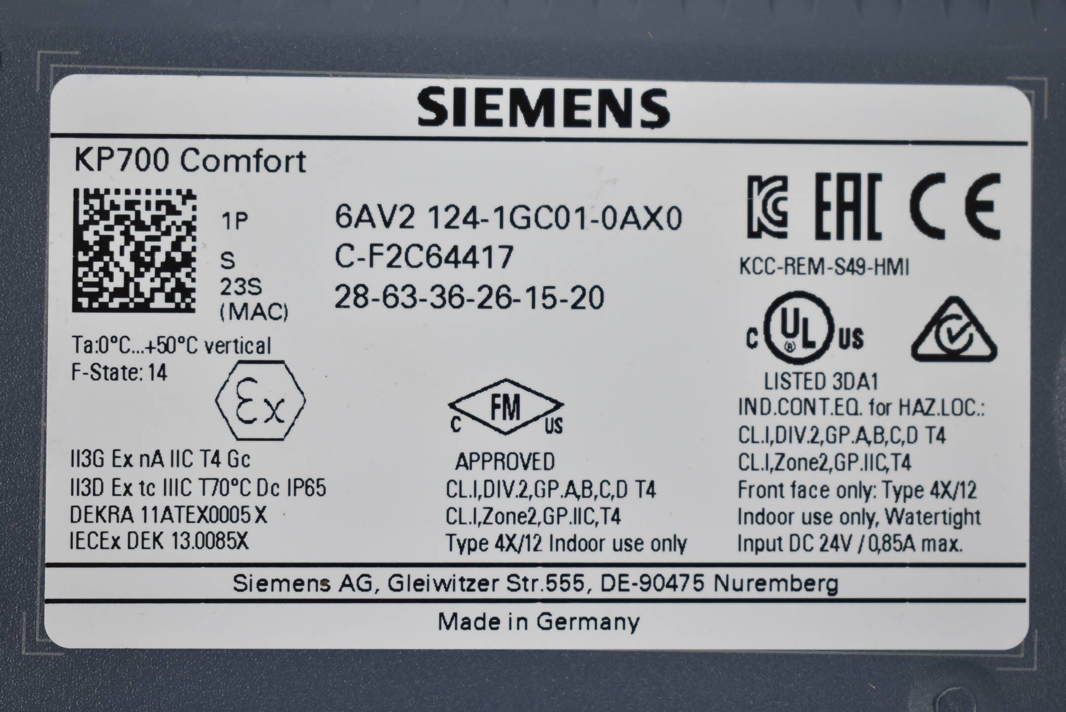 Siemens simatic HMI KP700 Comfort 6AV2 124-1GC01-0AX0 ( 6AV2124-1GC01-0AX0 ) E14
