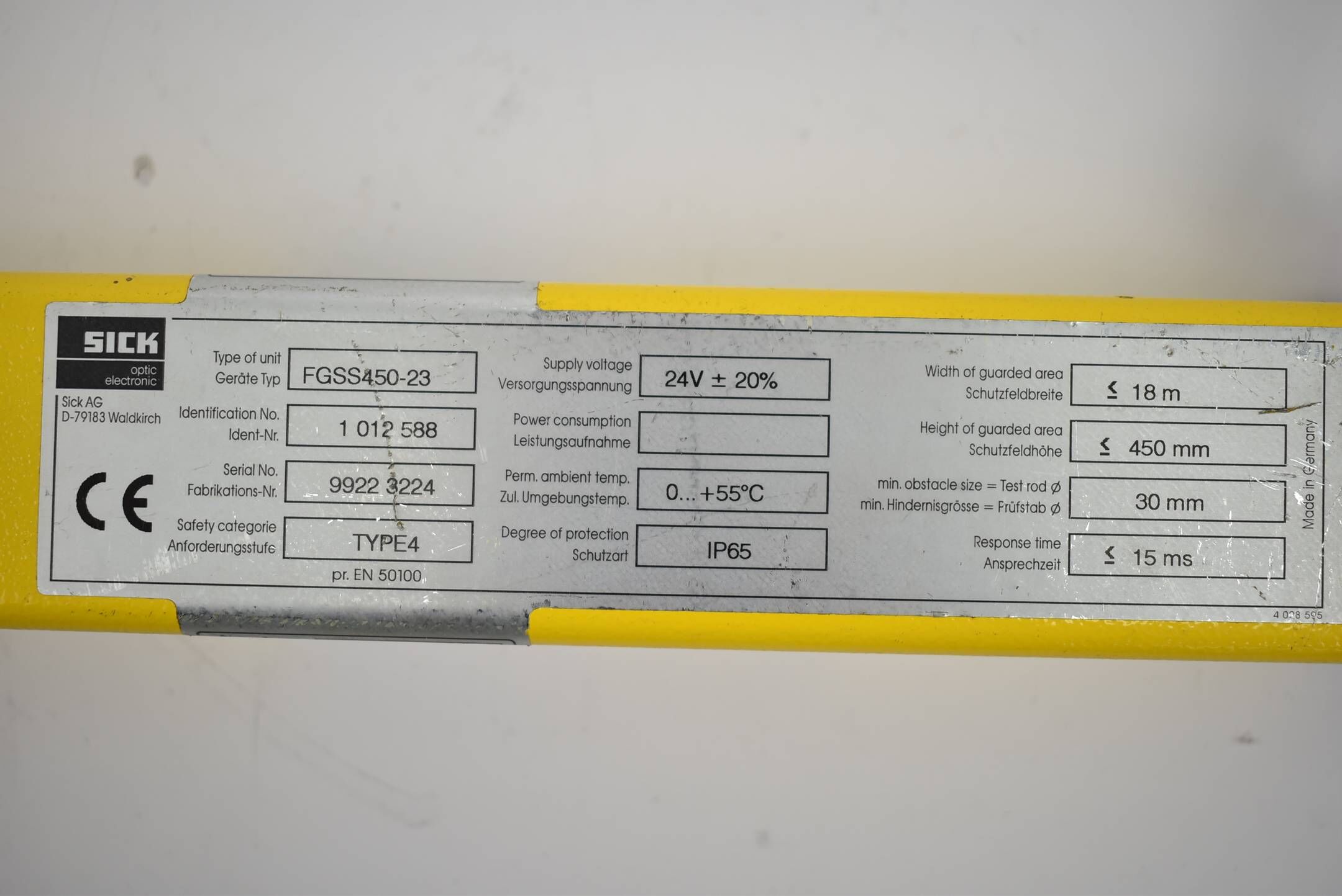 Sick Lichtschranke FGSS450-23 ( 1012588 ) 24V