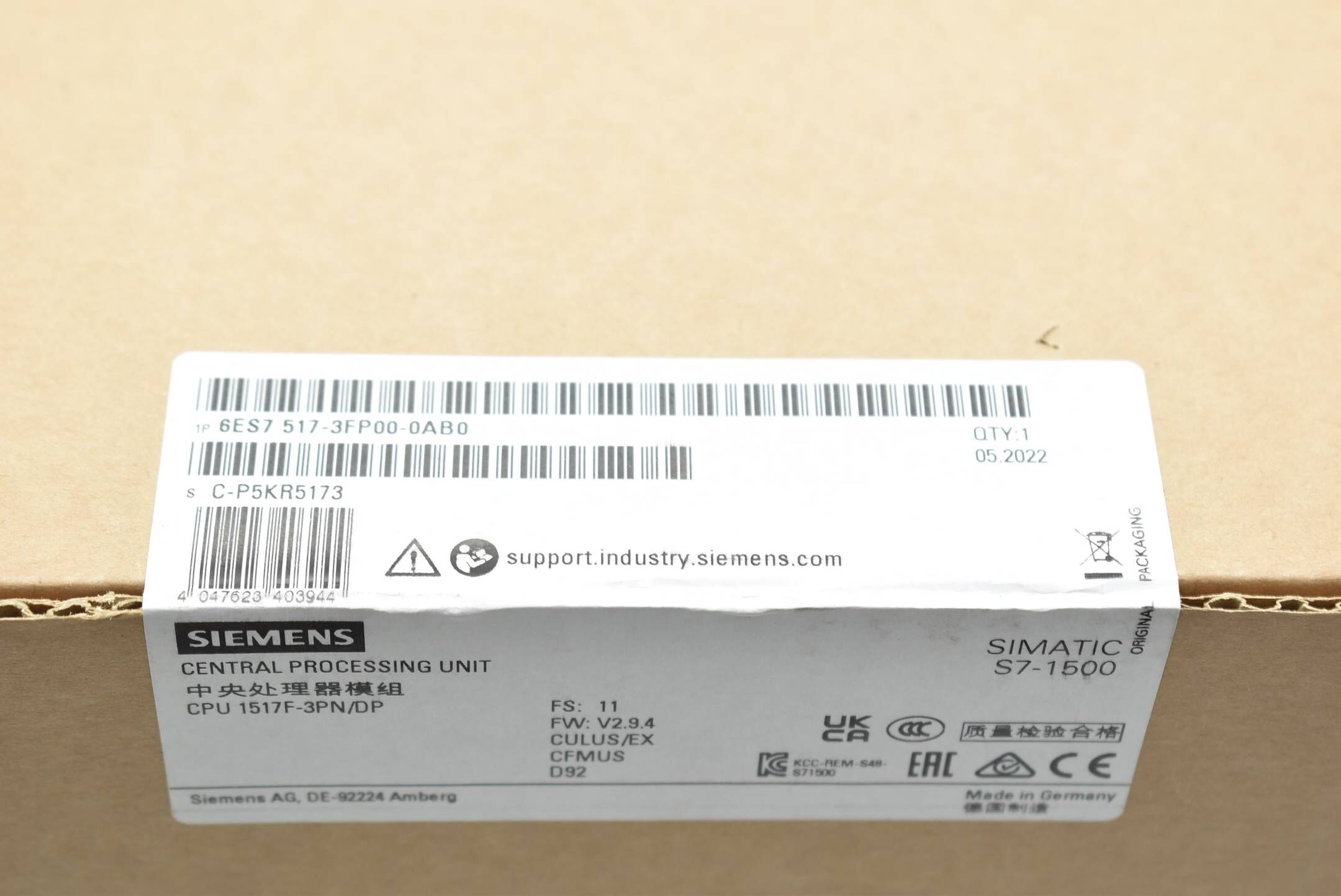 Siemens simatic S7-1500 CPU 1517F-3 PN/DP 6ES7 517-3FP00-0AB0 6ES7517-3FP00-0AB0