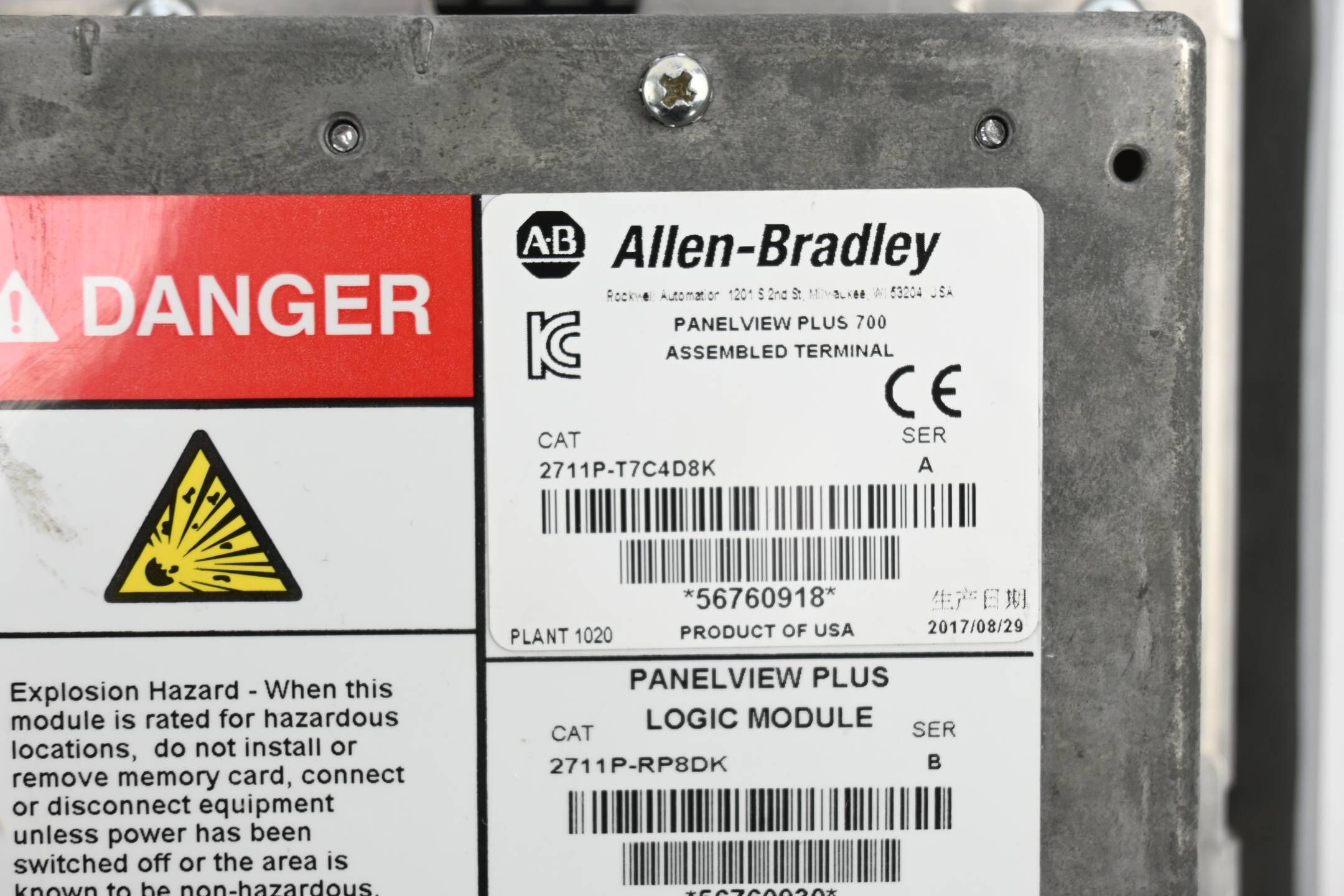Allen Bradley Panel 2711P-T7C4D8K inkl. Logik Modul 2711P-RP8DK