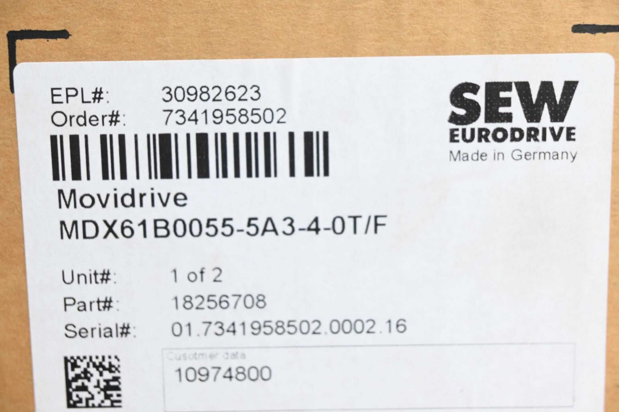 SEW Eurodrive Movidrive Umrichter MDX61B0055-5A3-4-0T/F ( 18256708 )