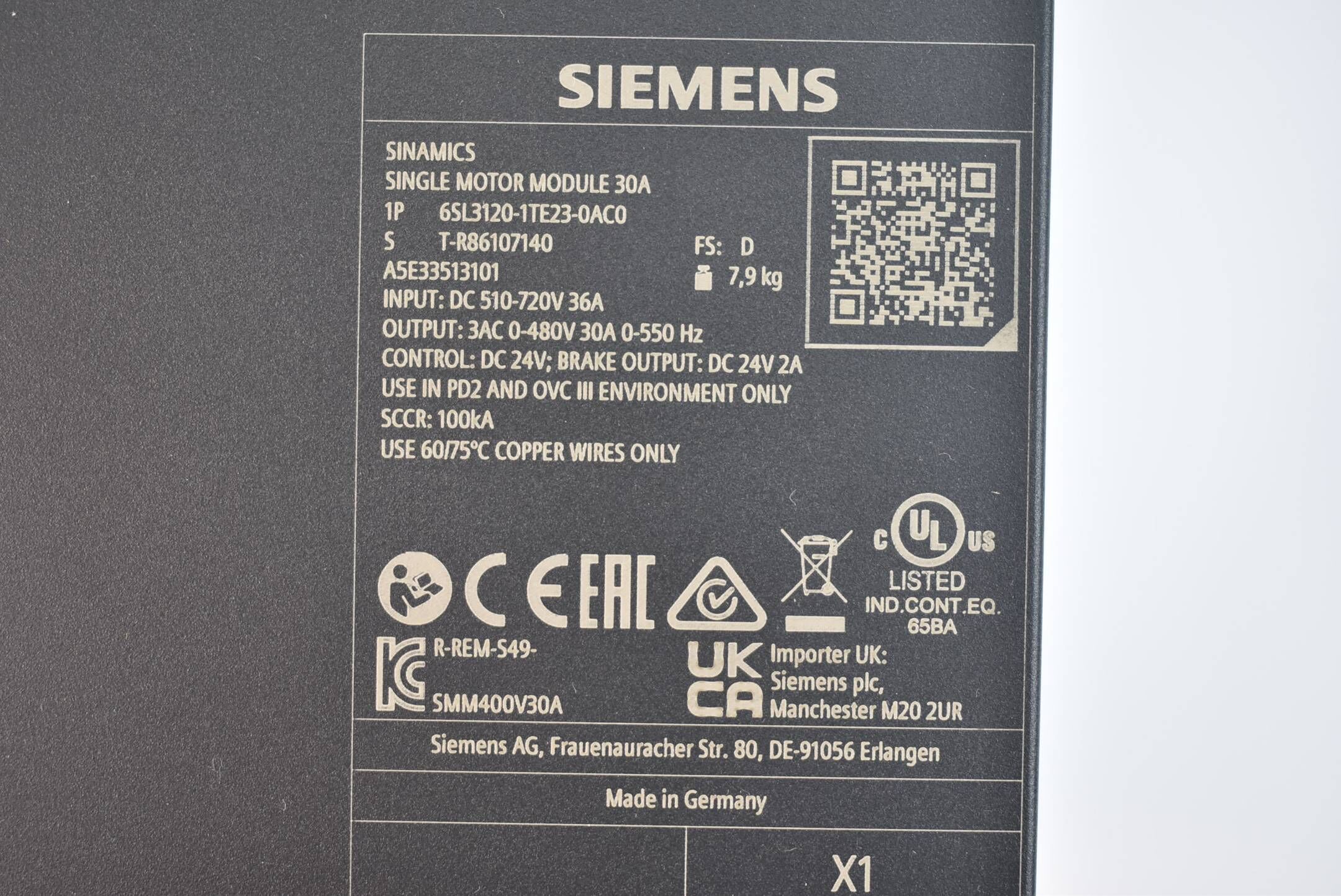 Siemens Sinamics S120 6SL3120-1TE23-0AC0 ( 6SL3 120-1TE23-0AC0 ) E.D