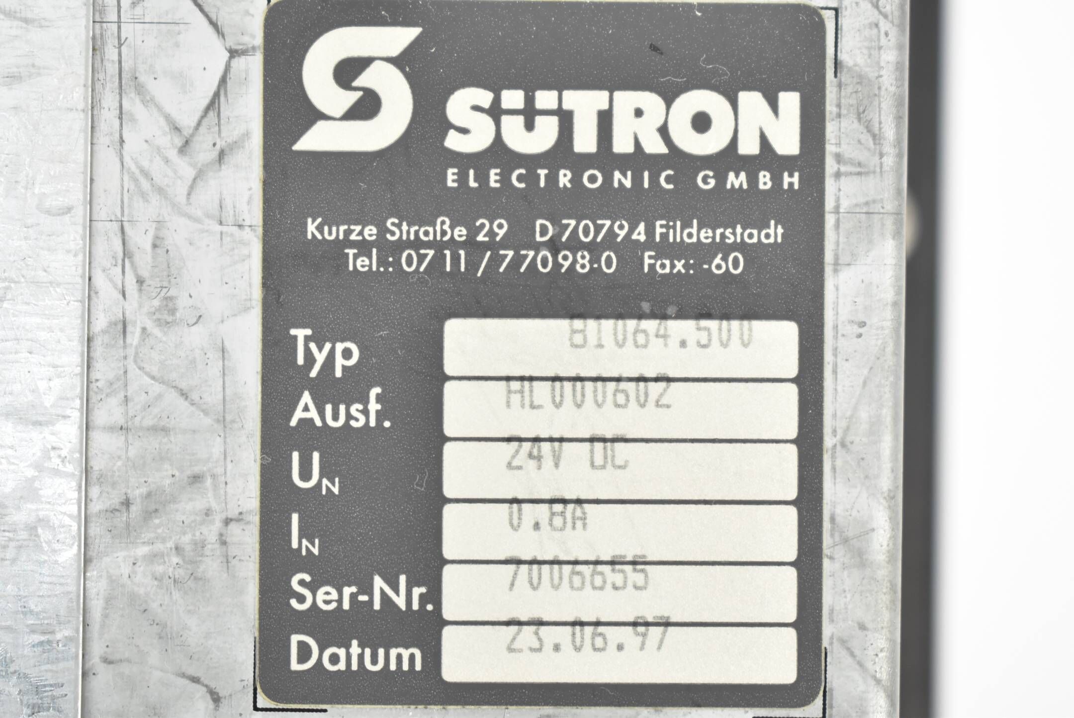 Sütron Dürr Behr Bedienfeld BT35 Typ 81064.500 ( HL000602 ) 24VDC 0,8A